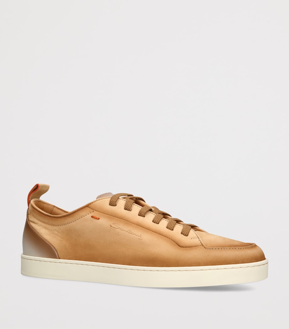Santoni Nubuck Leather Sneakers Tan Image 2