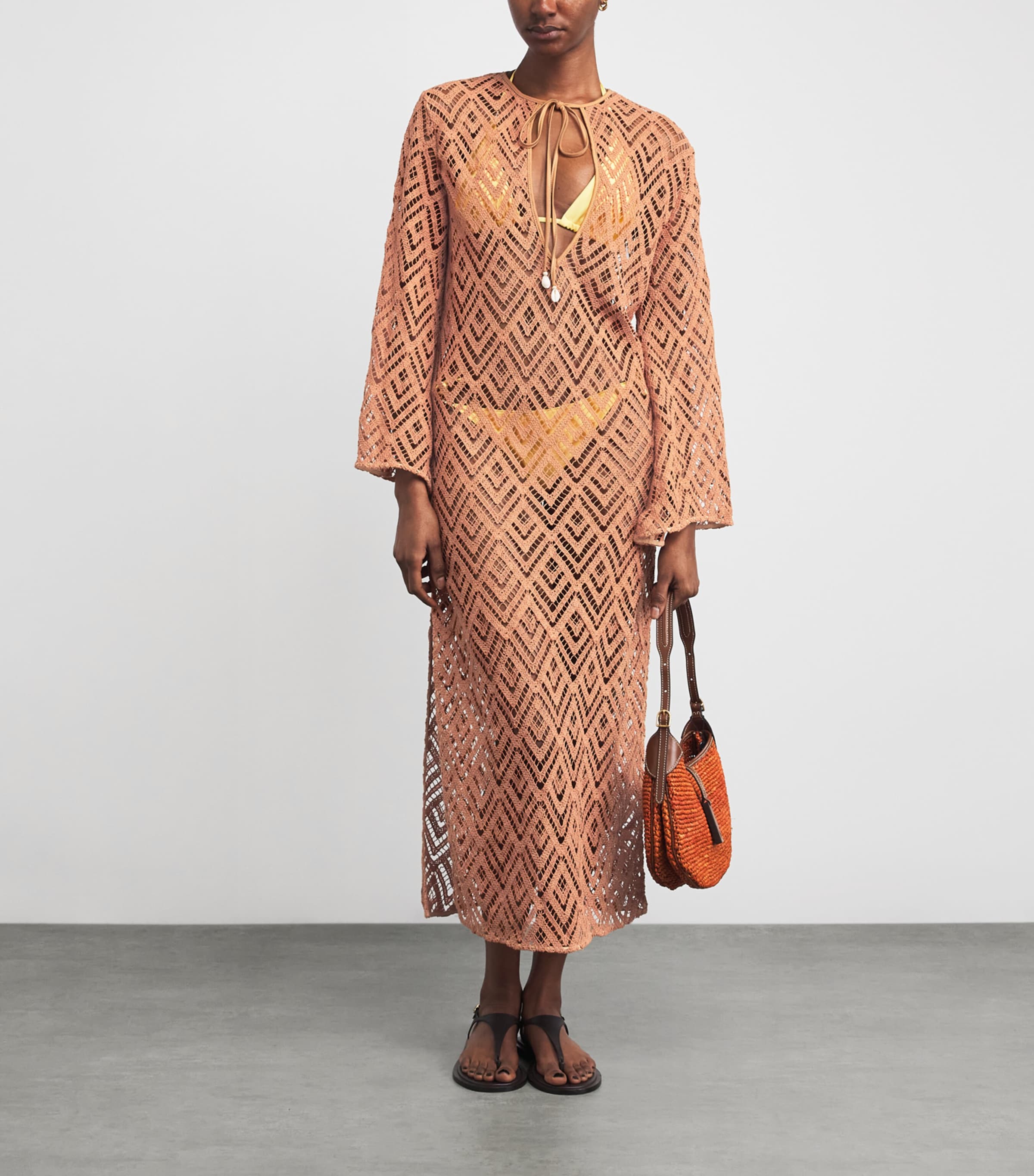 Embroidered Cotton Savannah Maxi Dress NUDE Image 2