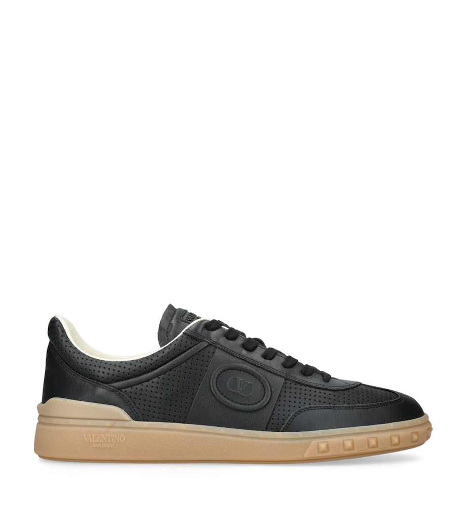 Valentino Garavani Mens Leather Upvillage Sneakers Black Image 1