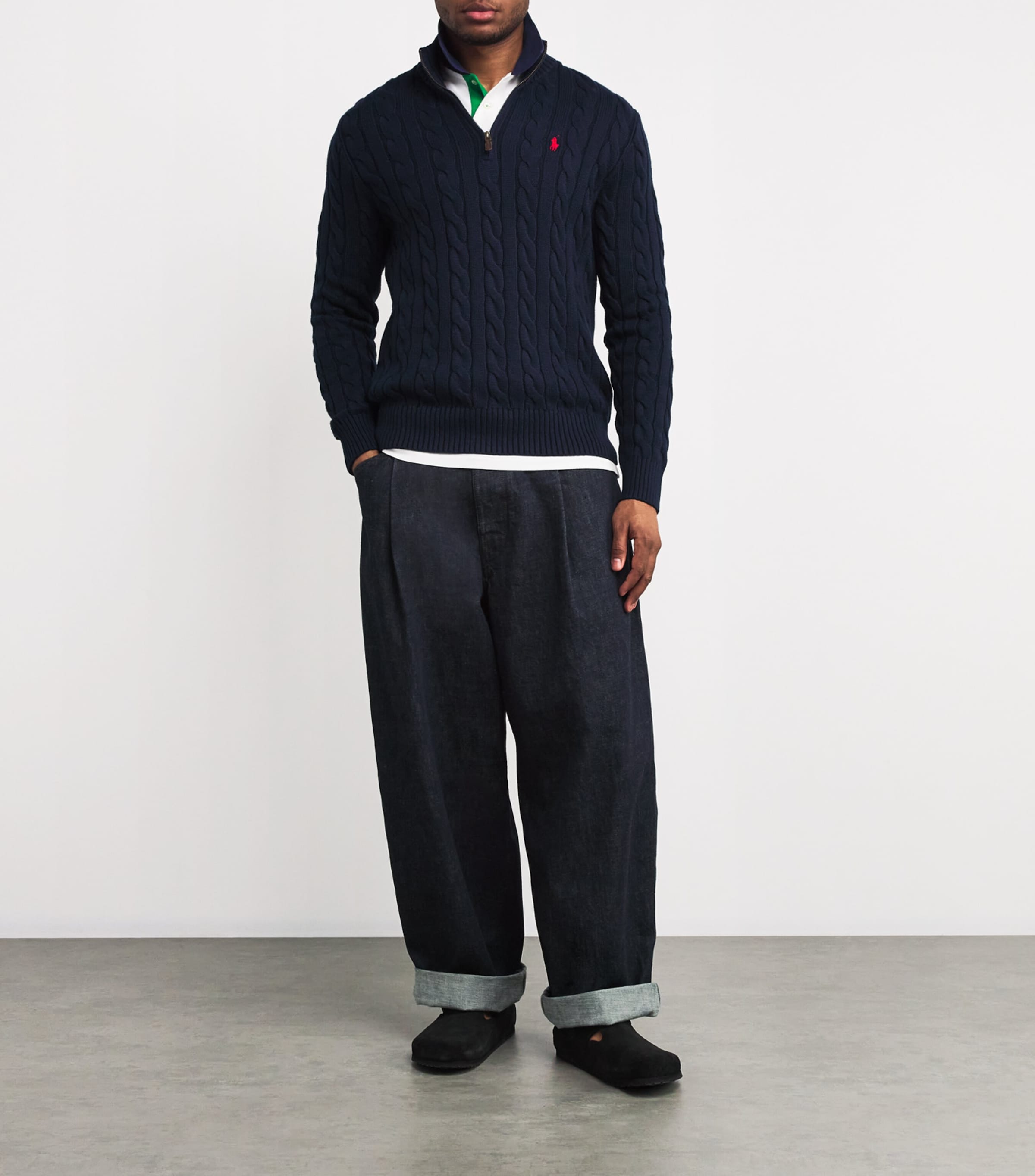 Cotton Cable Knit Sweater BLUE Image 2