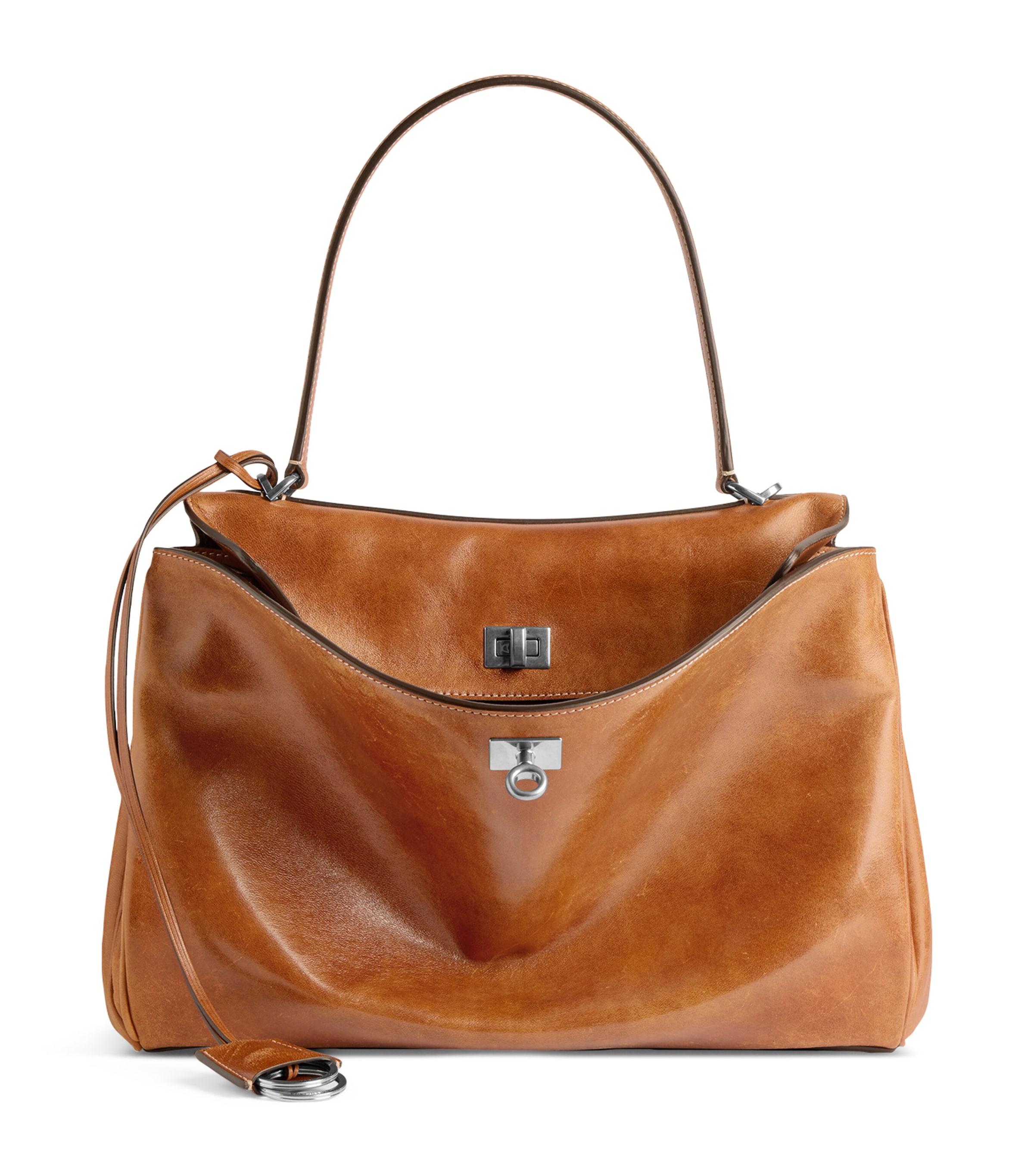 Balenciaga Rodeo Medium Leather Top-handle Bag In Beige