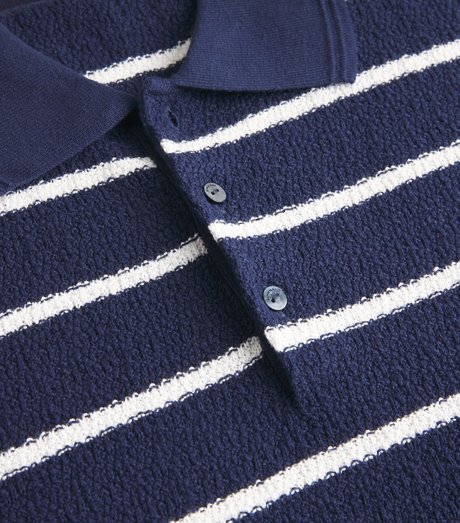 Cotton-Silk Calum Polo Shirt MIDNIGHT STRIPE Image 5
