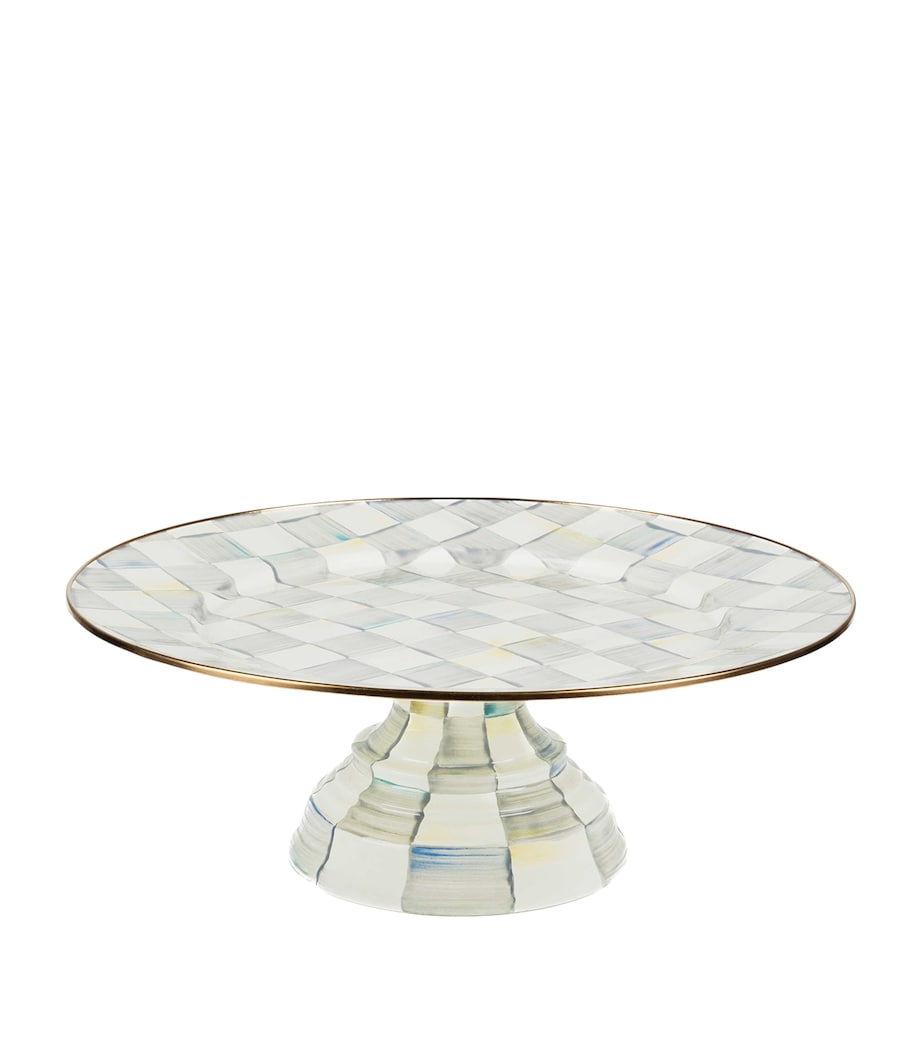 Sterling Check Pedestal Platter GREY Image 1