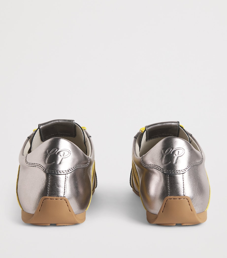 Claudie Pierlot Metallic Leather Swing Sneakers Silver Image 5