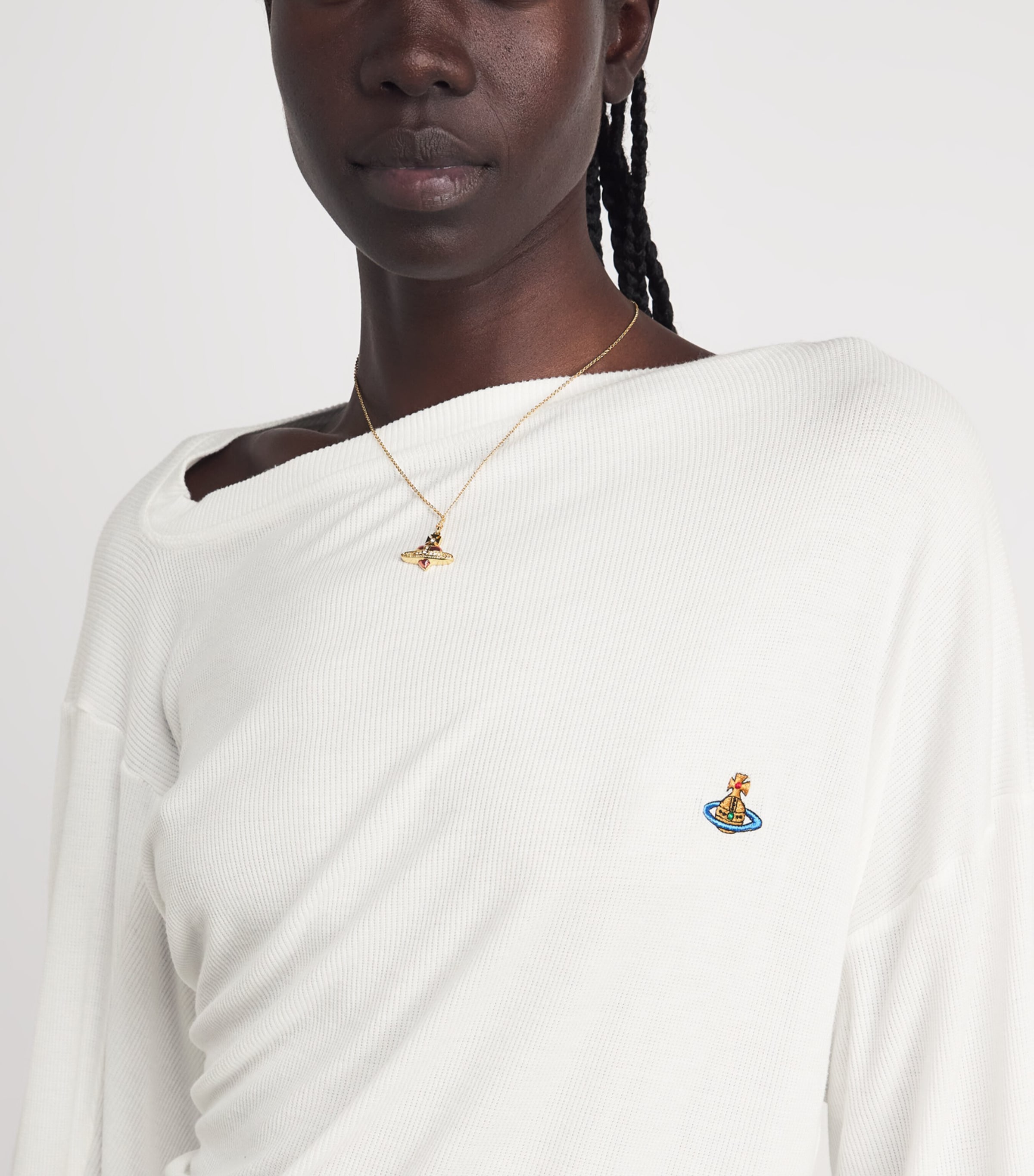 Vivienne Westwood Womens Asymmetric Hebo Long-Sleeve T-Shirt White Image 3