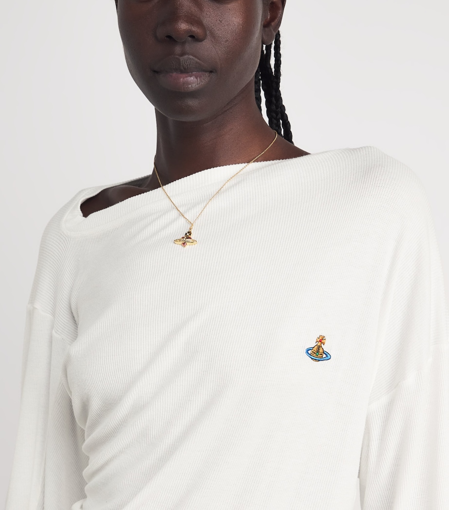 Vivienne Westwood Womens Asymmetric Hebo Long-Sleeve T-Shirt White Image 3