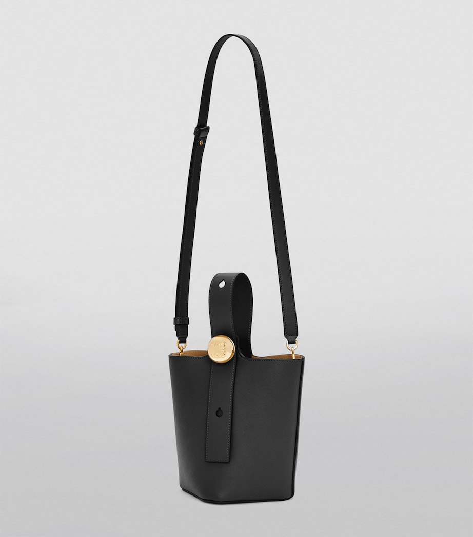 Mini Leather Pebble Bucket Bag BLACK Image 6
