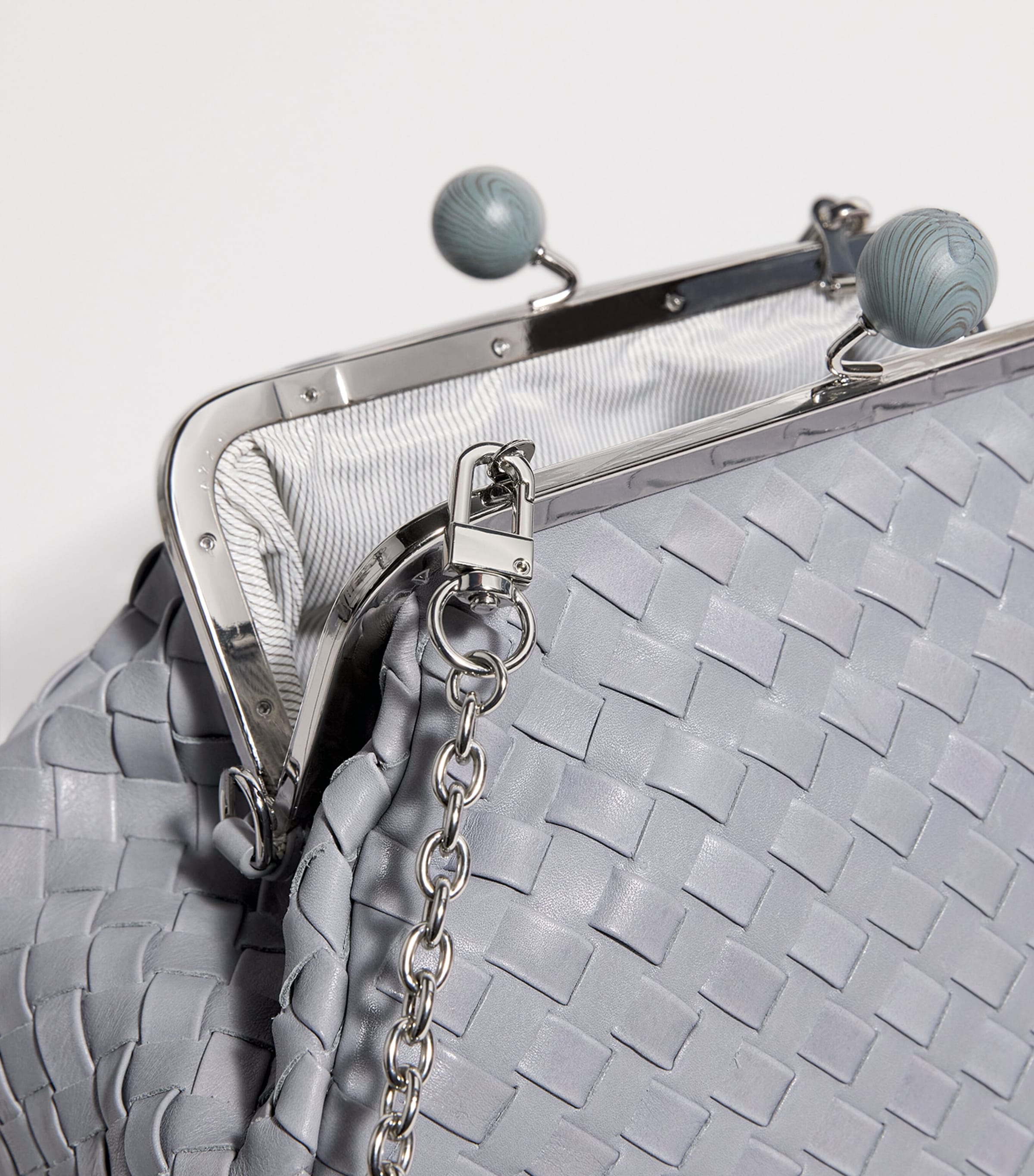 Medium Woven Leather Pasticcino Clutch Bag LIGHT BLUE Image 4