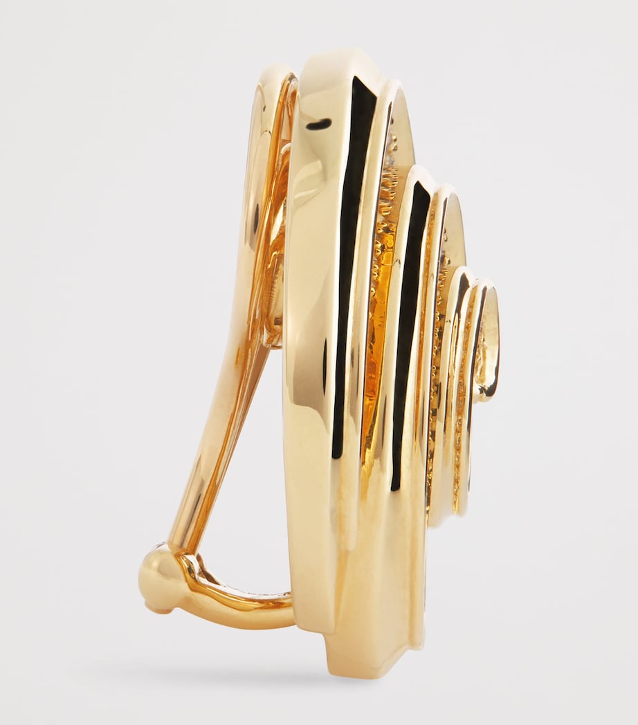 Yellow Gold and Diamond Spiral Stud Earrings YELLOW GOLD Image 3