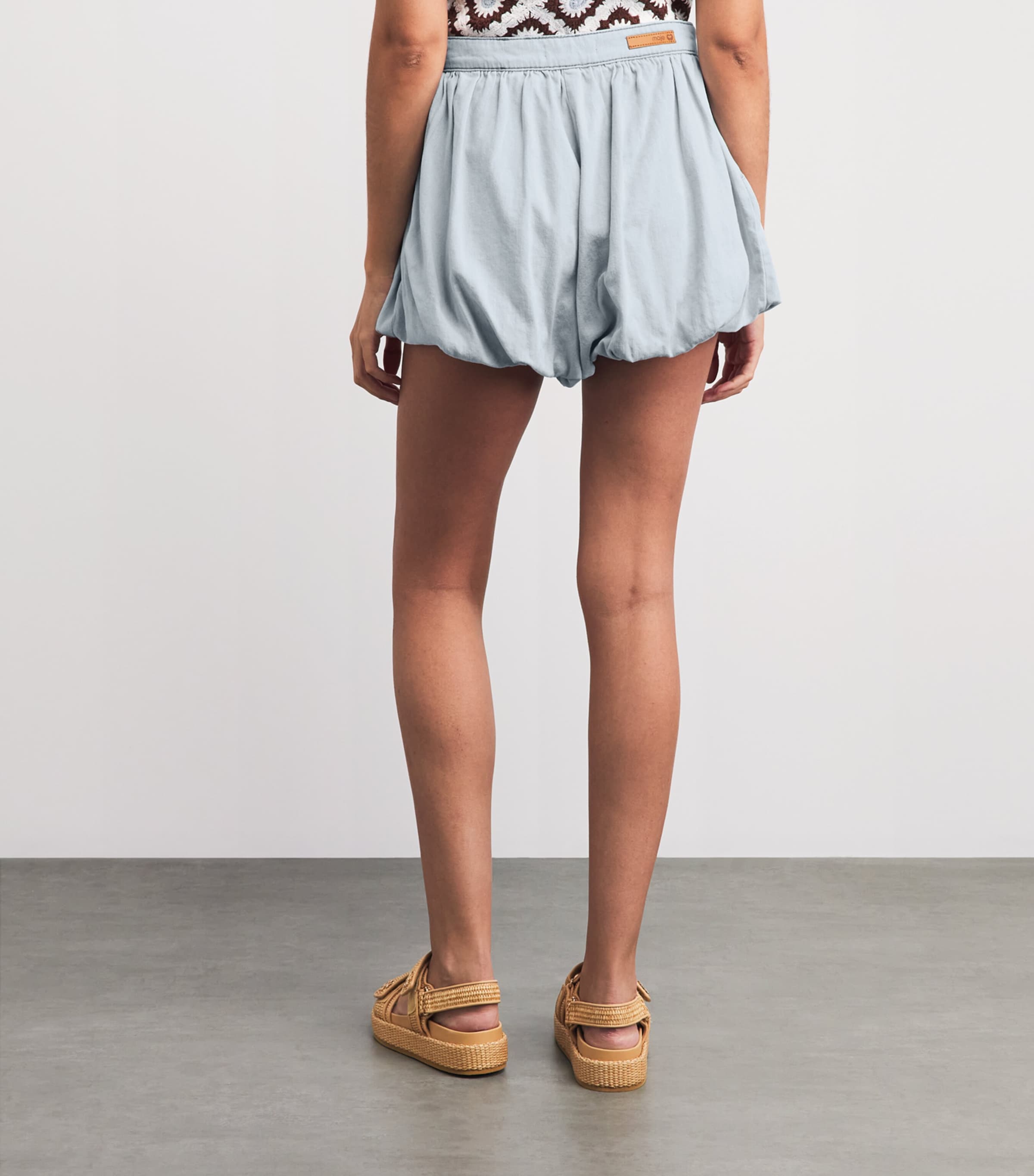 Maje Womens Chambray Bubble-Hem Skort Blue Sky Image 5