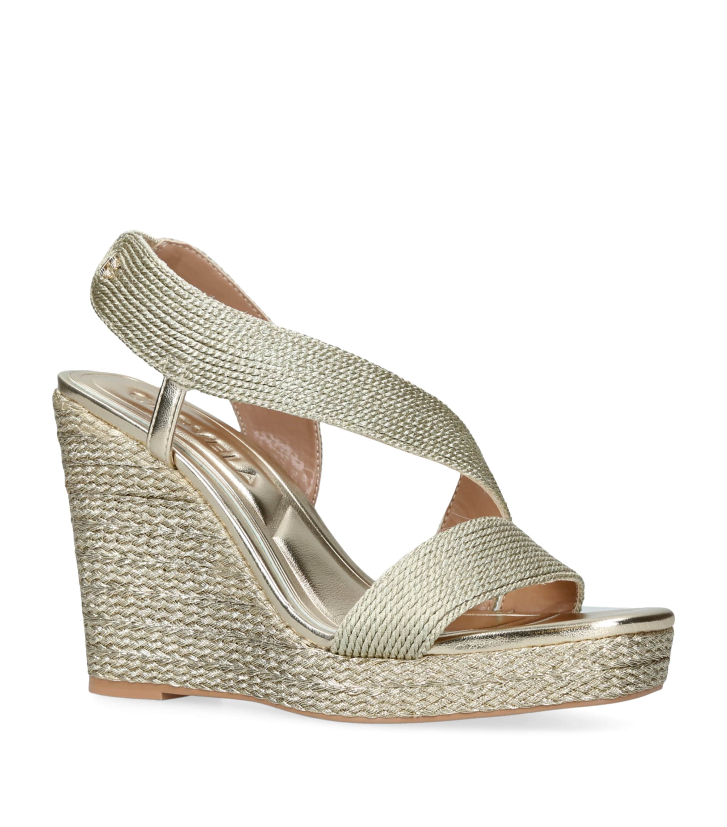 Carvela Metallic Gala Wedge Sandals 110 In Gold