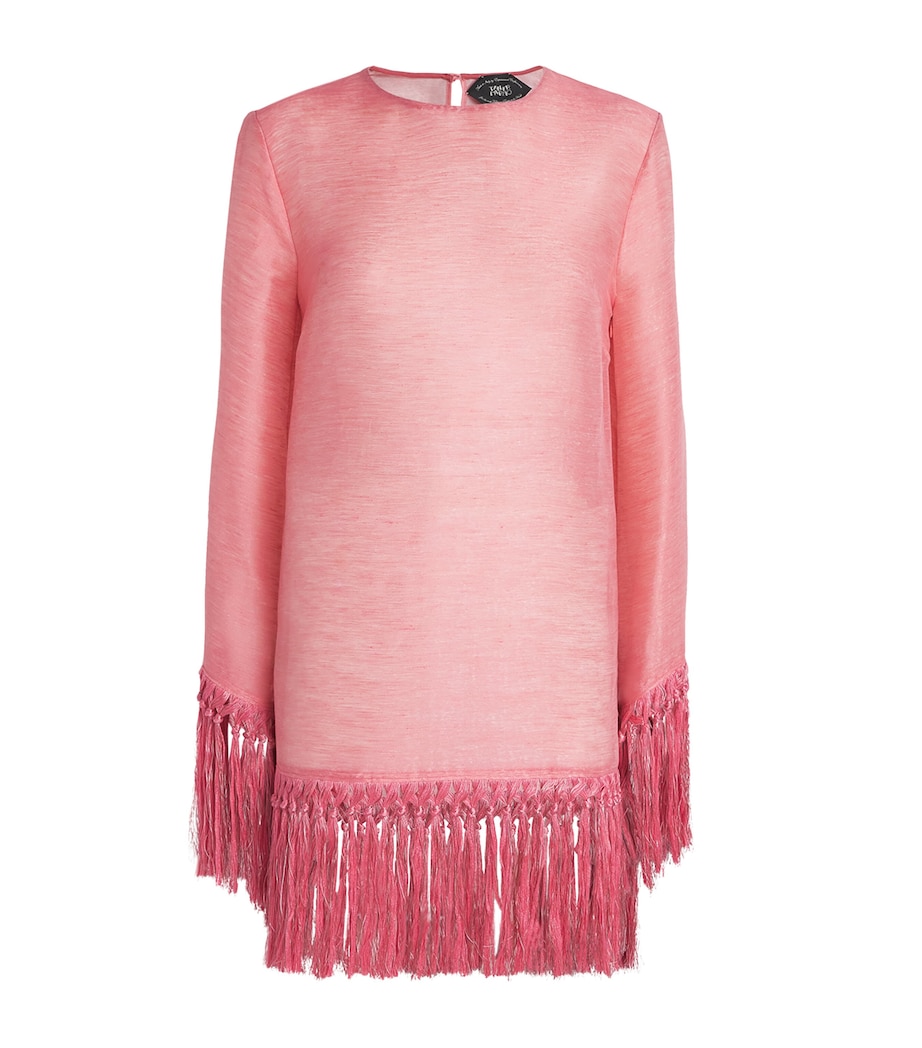 Linen-Blend Fringed Claudia Mini Dress ORCHID PINK Image 1