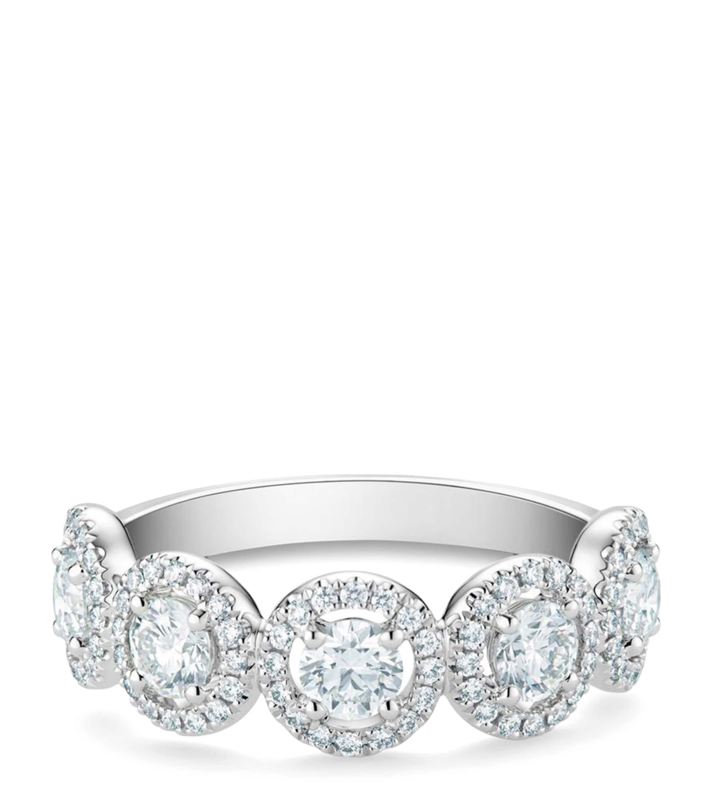 De Beers Platinum And Diamond Aura Half Pavé Ring In Silver