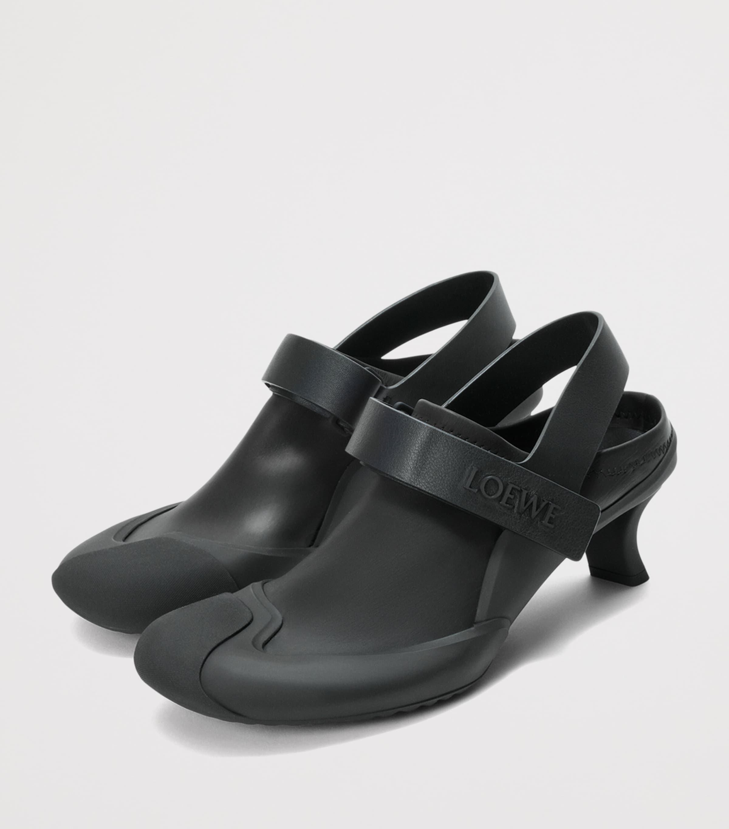 LOEWE Leather Dive Slingback Mules 45 Black Image 2