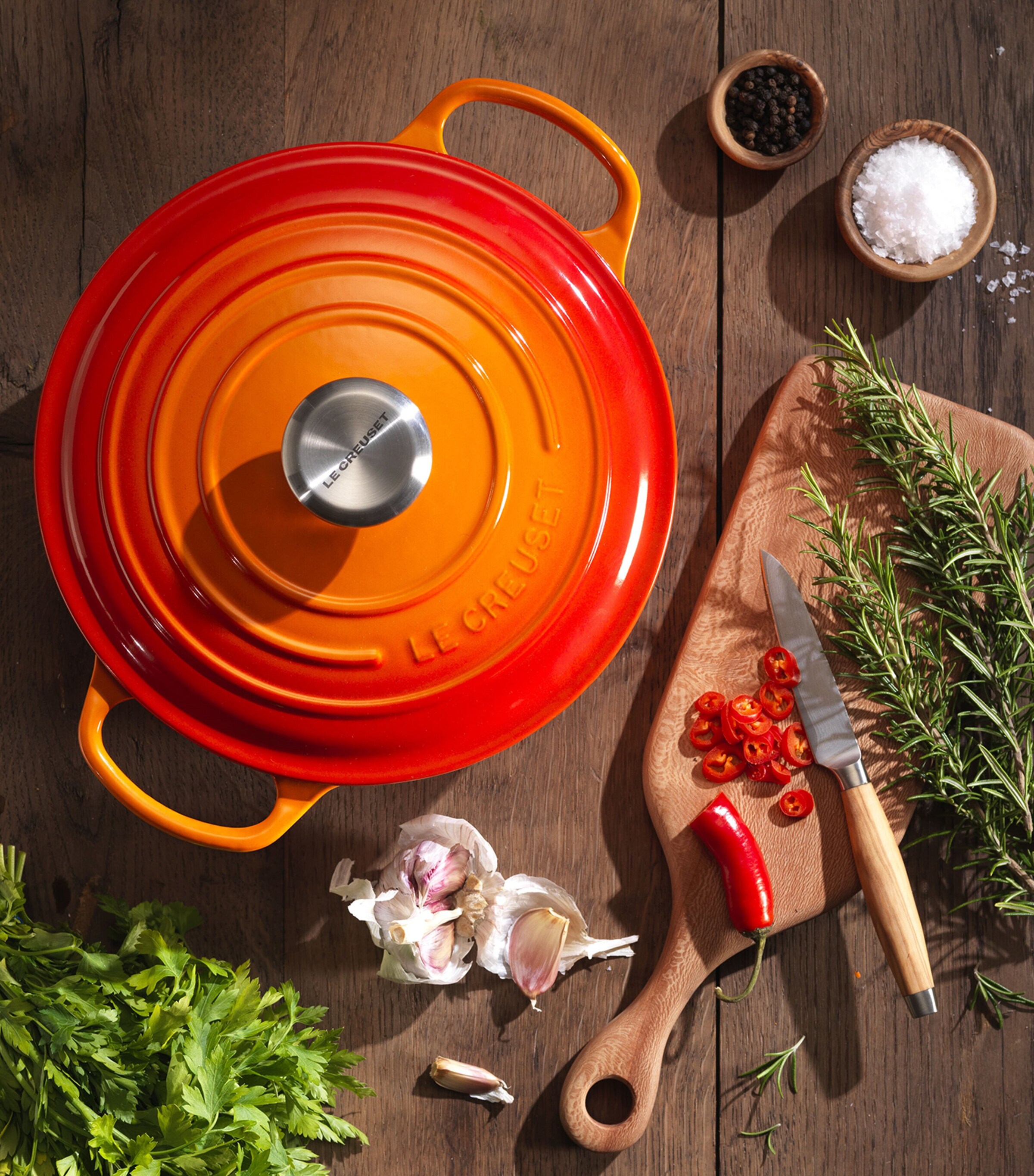 Le Creuset Cast Iron Round Casserole Dish (26cm) Volcanic Image 5