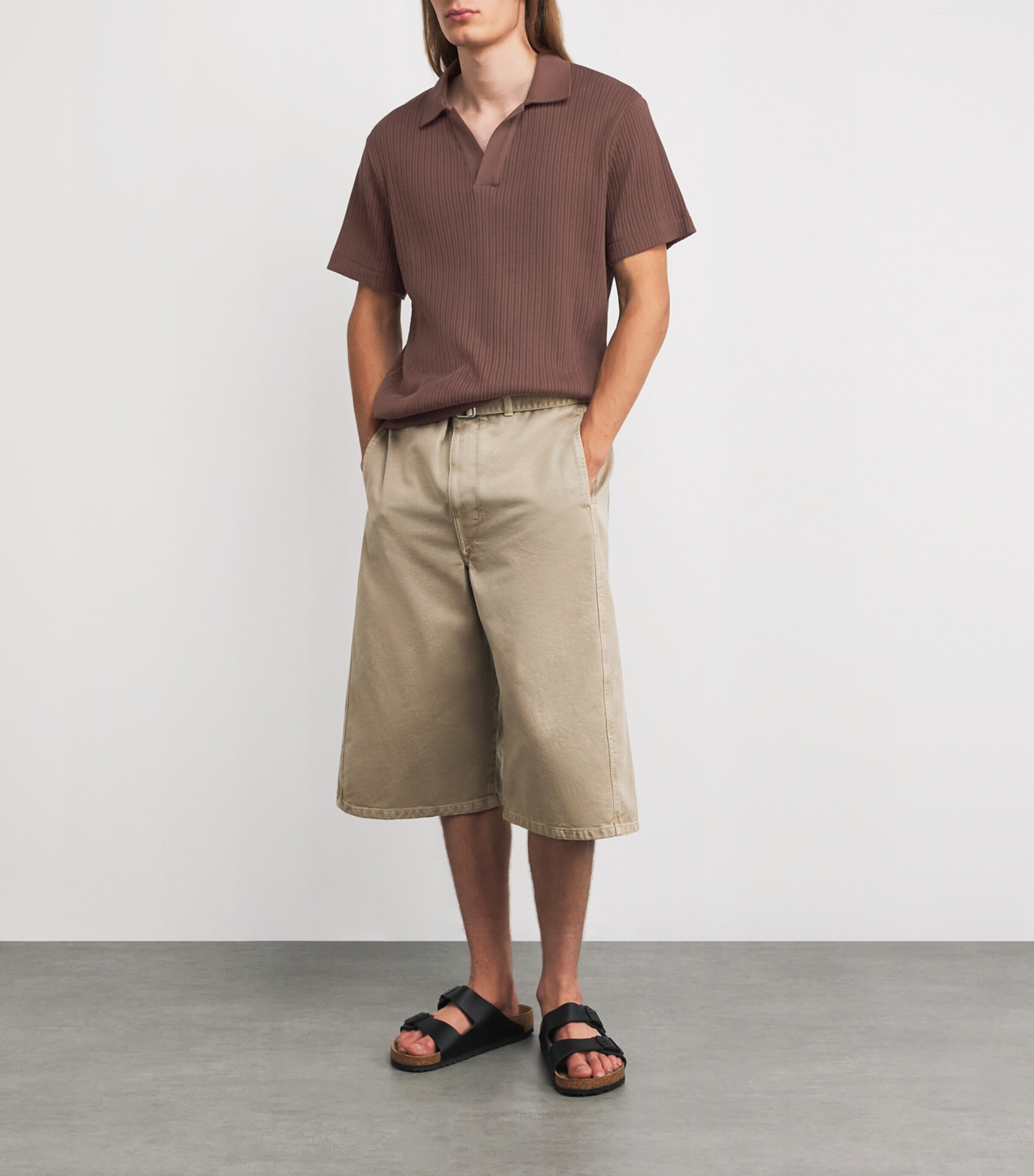 Oliver Spencer Mens Organic Cotton Polo Shirt Brown Image 2