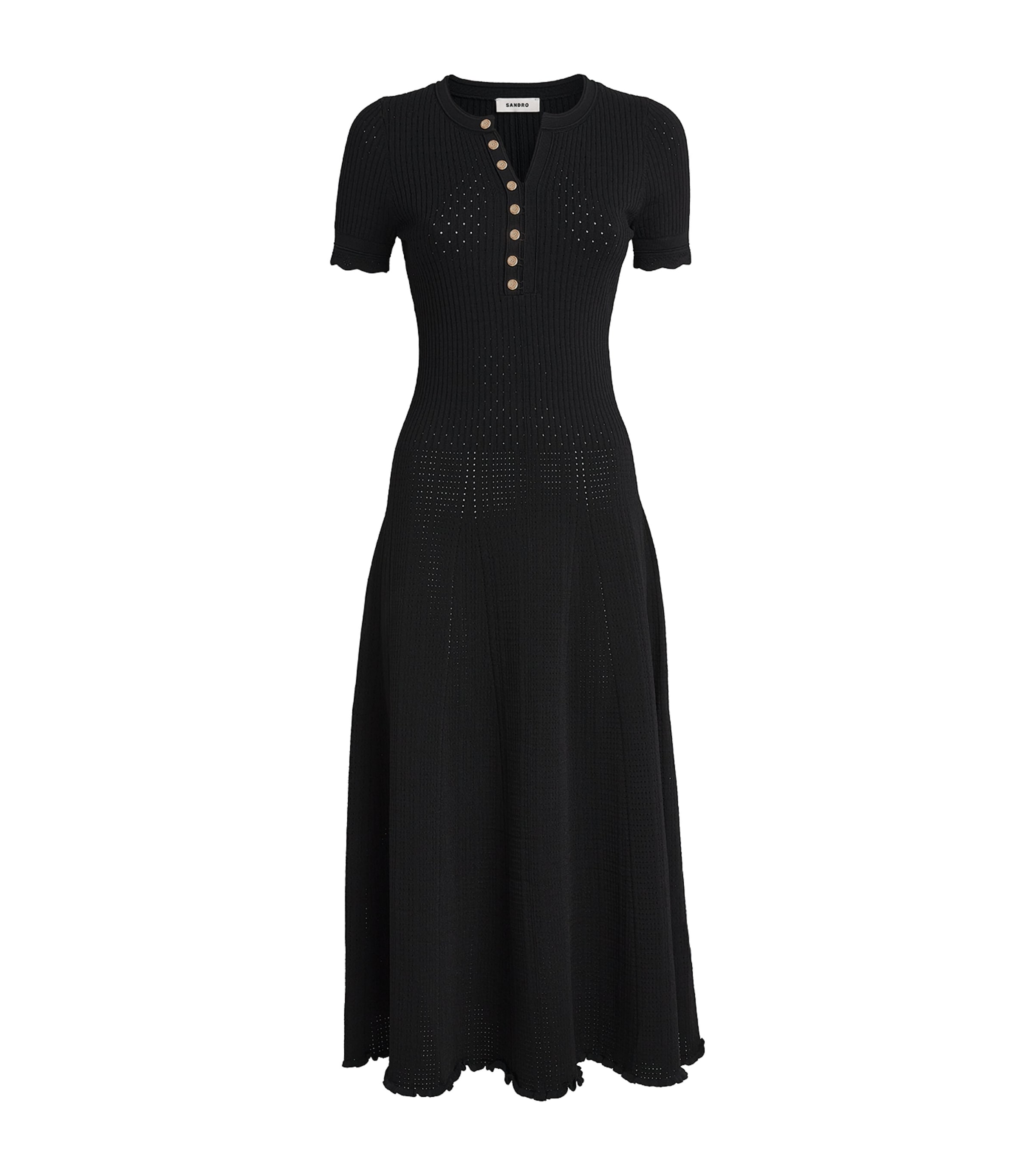 Sandro Paris Womens Knitted Midi Dress Black Image 1