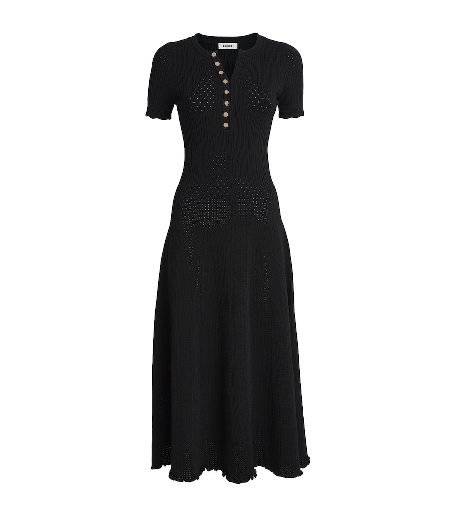 Sandro Paris Womens Knitted Midi Dress Black Image 1