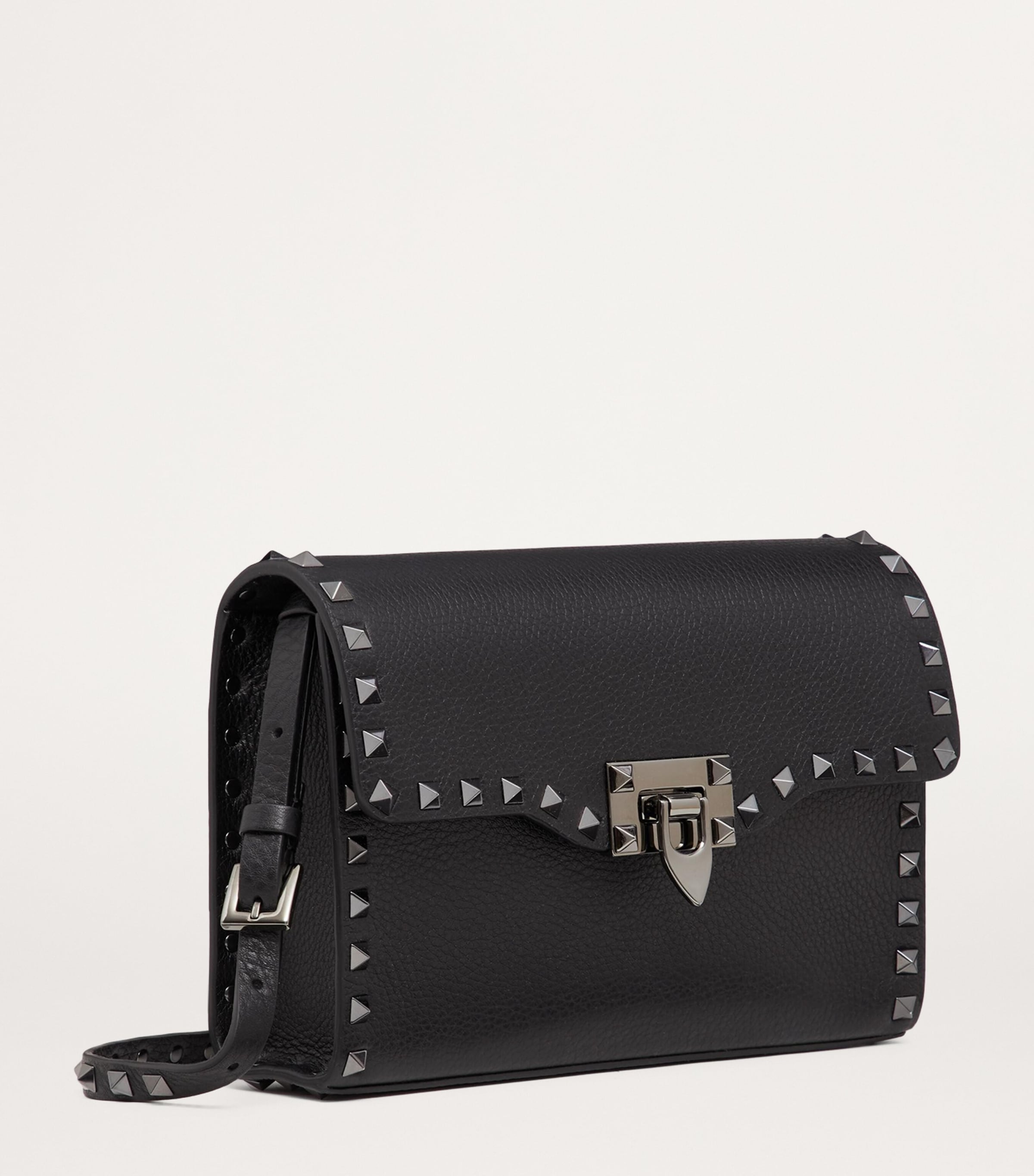 Valentino Garavani Black Small Leather Rockstud Shoulder Bag