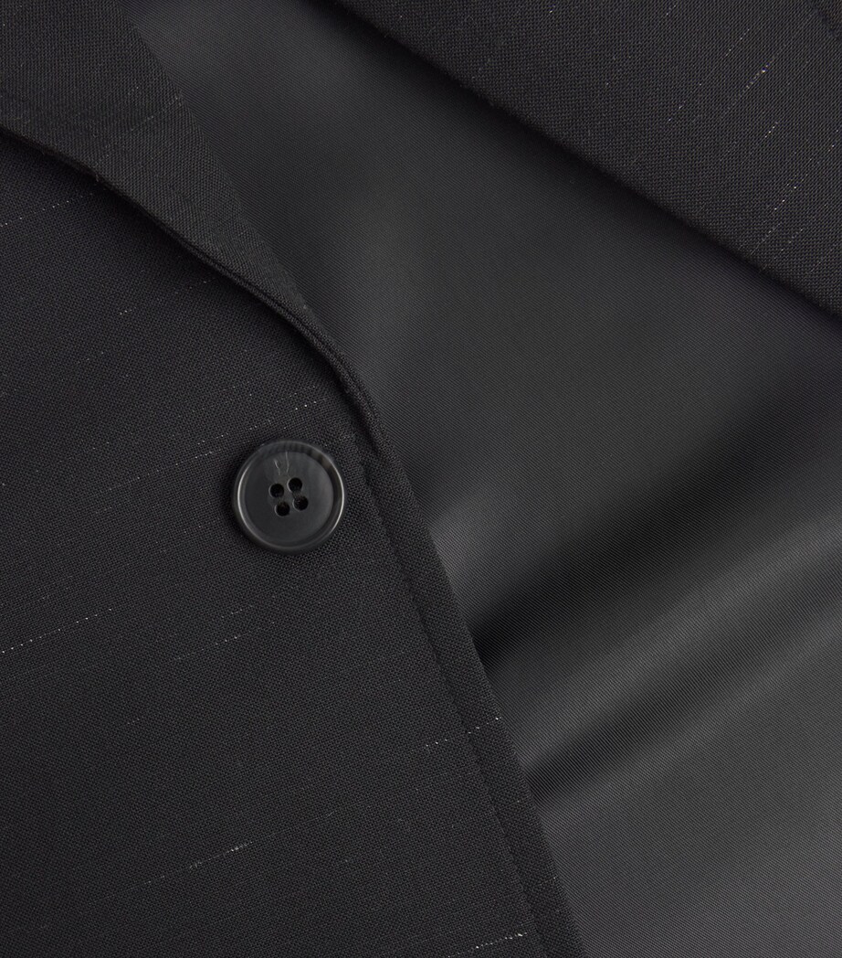 Wool-Linen Heathered Blazer BLACK Image 5