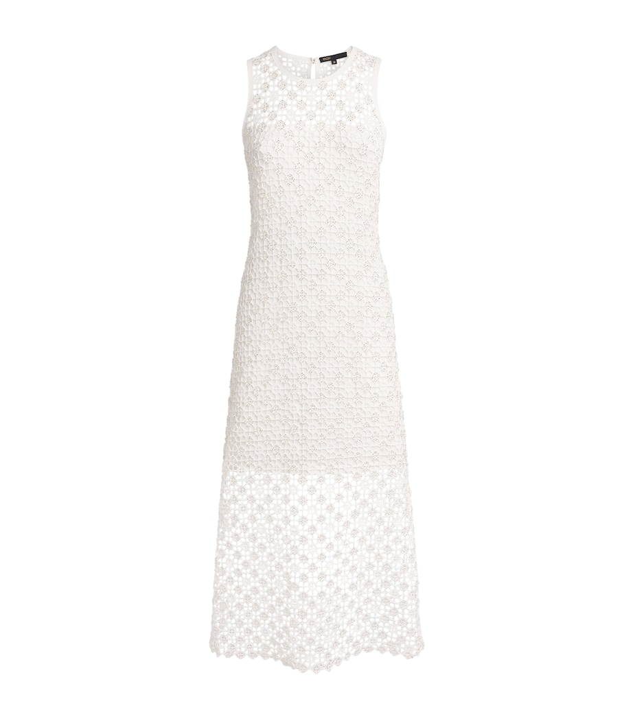 Maje Womens Embellished Crochet Midi Dress White Image 1