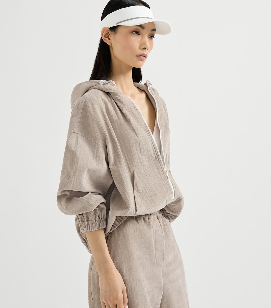 Cotton-Blend Corduroy Zip-Up Hoodie C4949 Image 4