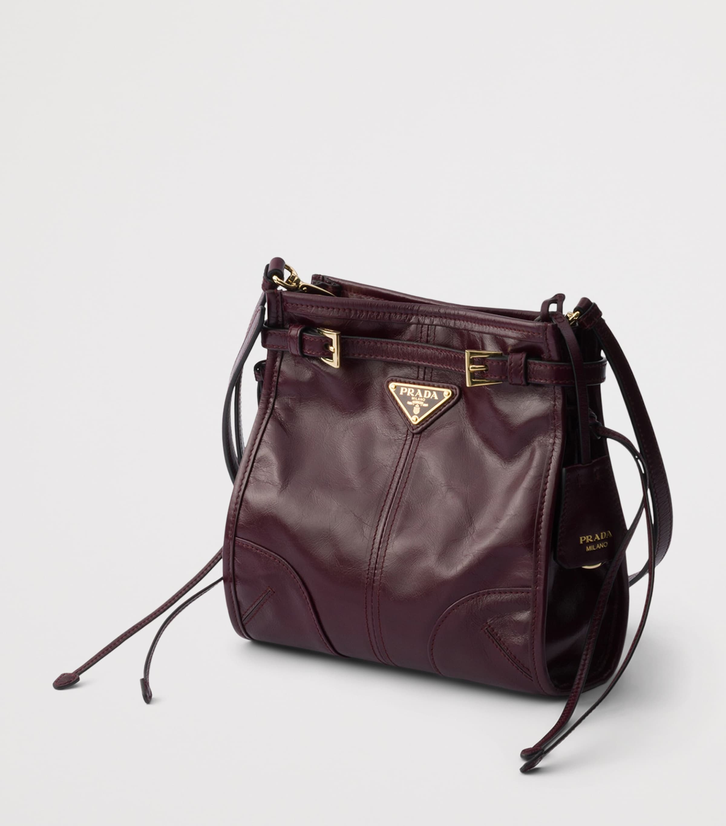 Prada Mini Leather Bonnie Shoulder Bag Burgundy Image 2