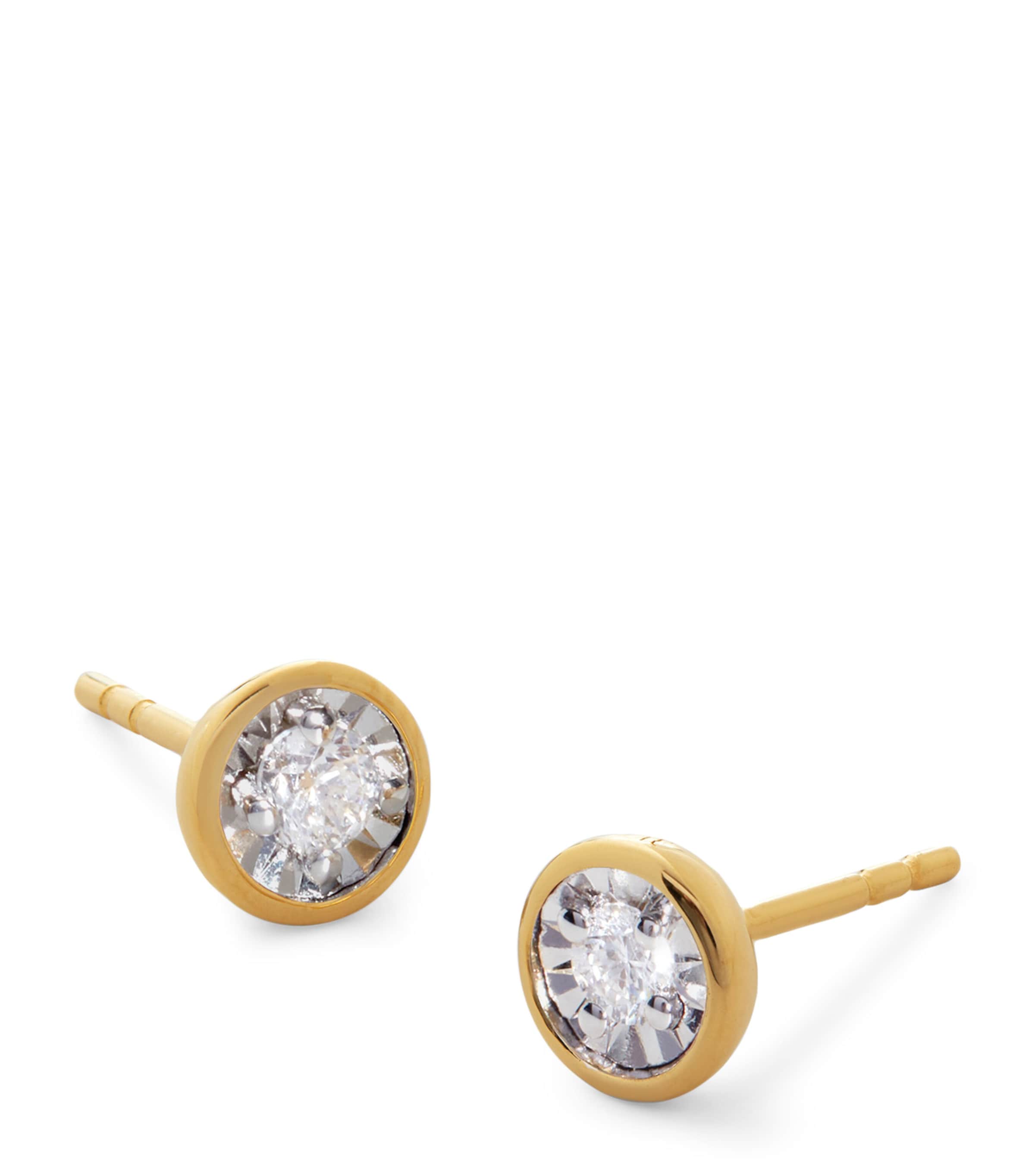 Monica Vinader Gold Vermeil and Diamond Essentials Solitaire Stud Earrings Gold Vermeil Image 1