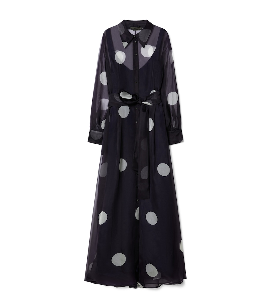 Marina Rinaldi Womens Silk Polka Dot Maxi Shirt Dress Ultramarine Image 1