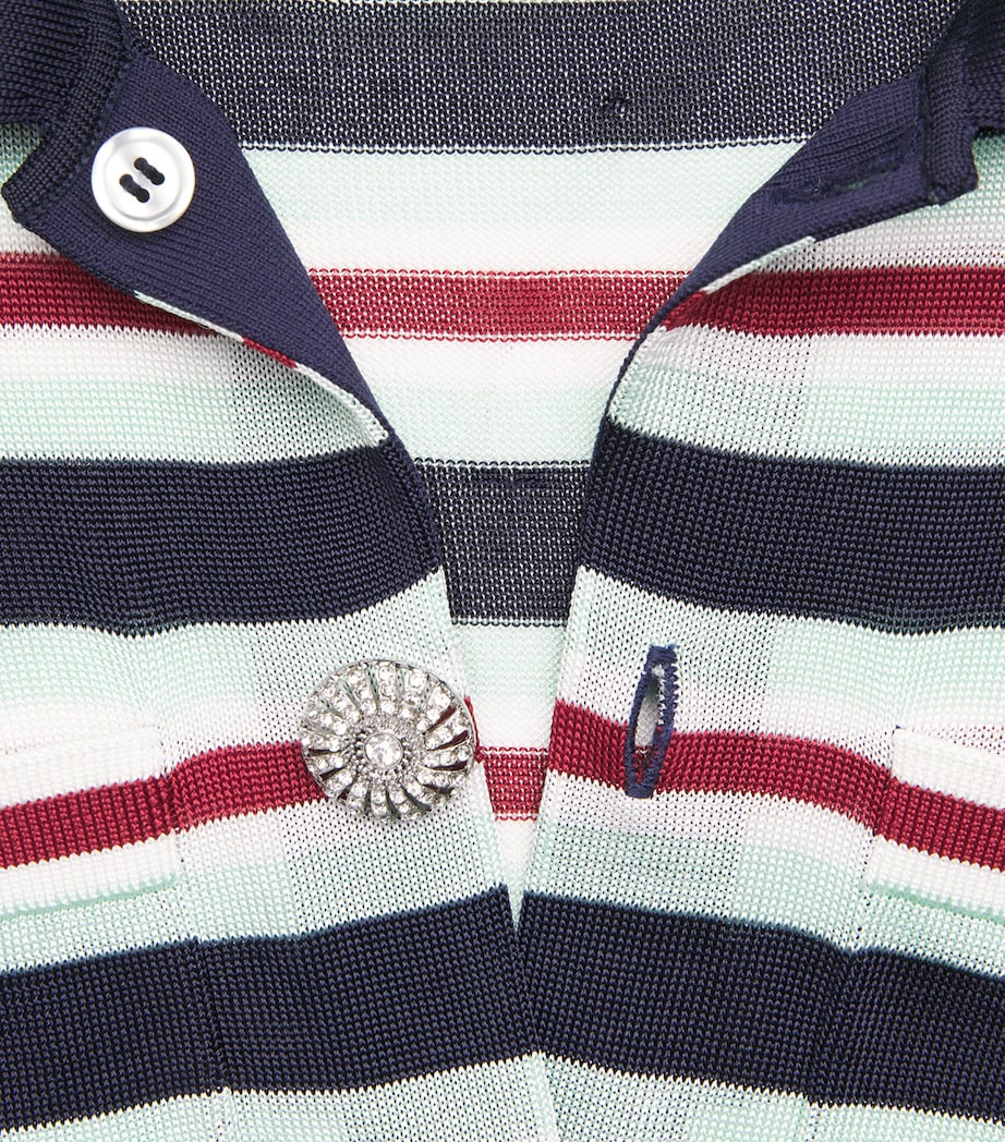 Crystal-Embellished Stripe Cardigan BLUE Image 5