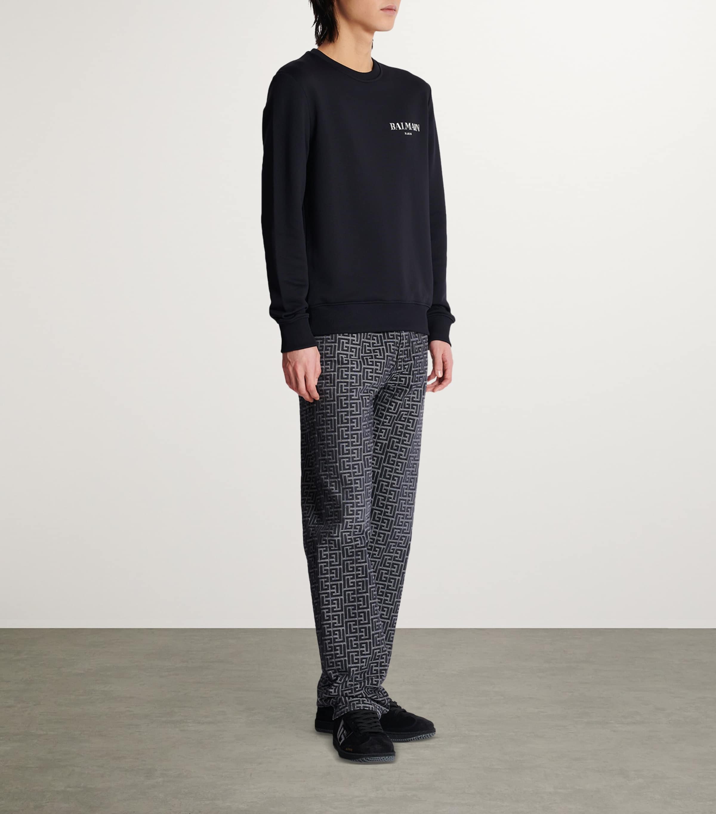 Balmain Black Jersey Logo Sweatshirt | Harrods US