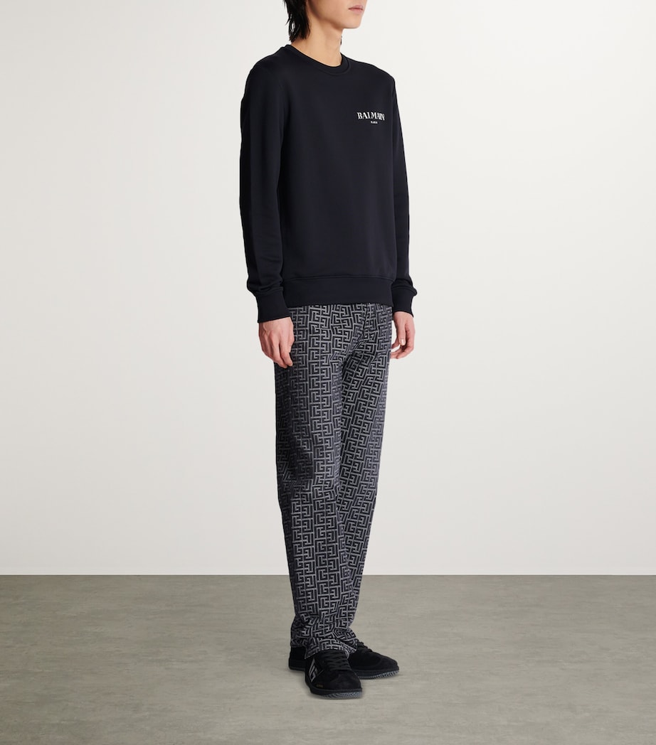 Balmain Mens Jersey Logo Sweatshirt Eac Noir/argent Image 2