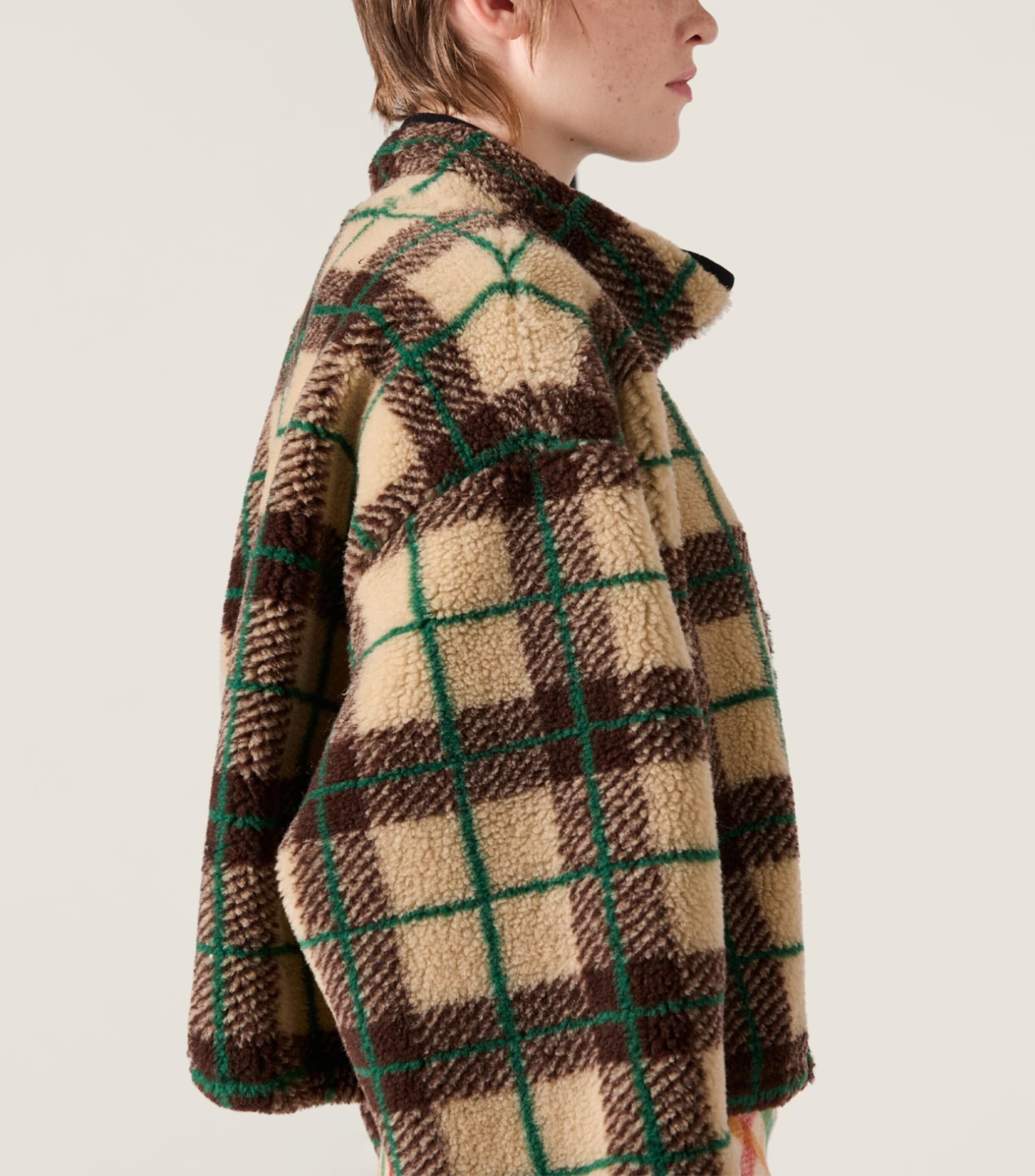 Check Teddy Fleece Jacket F042Q Image 4