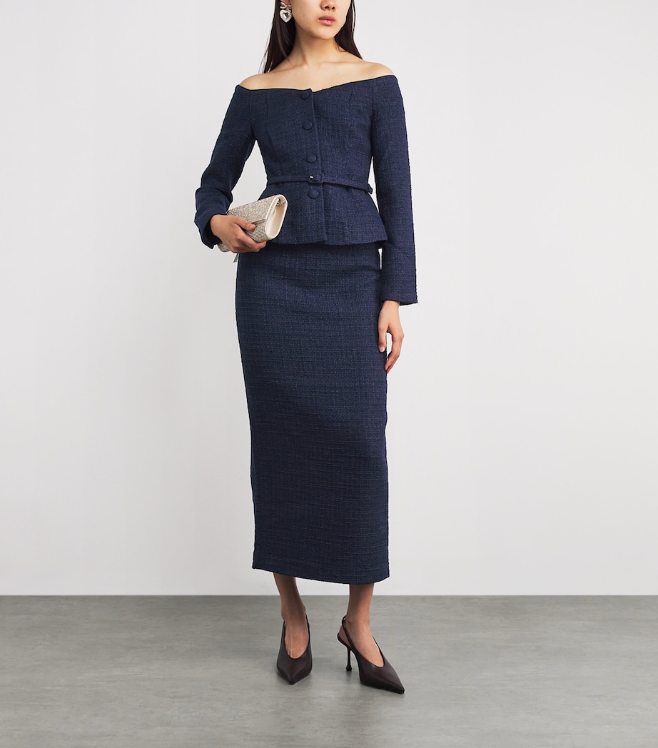 Bouclé Off-The-Shoulder Jacket NAVY Image 2