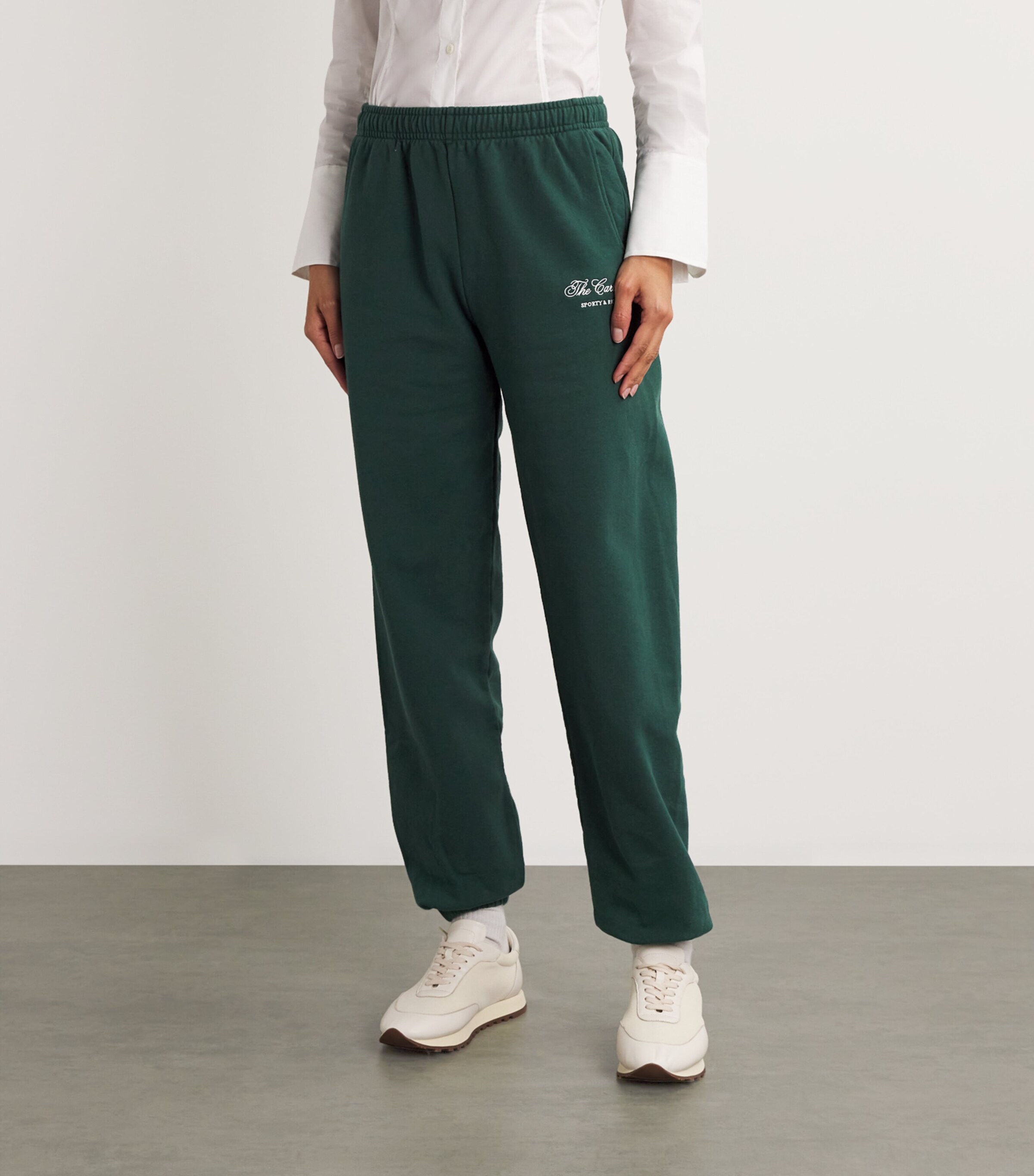 x The Carlyle Cotton Sweatpants FOREST WHITE Image 3
