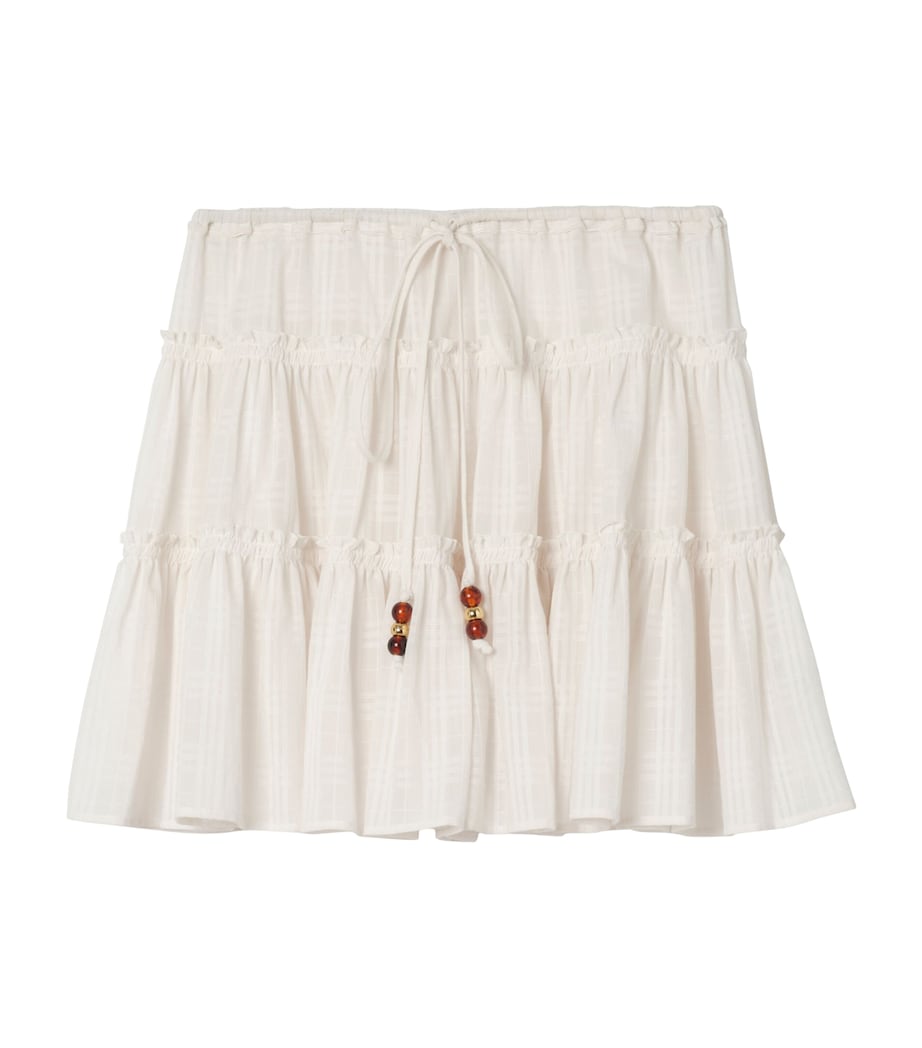 Burberry Womens Cotton Voile Tiered Mini Skirt Chalk White Ip Check Image 1