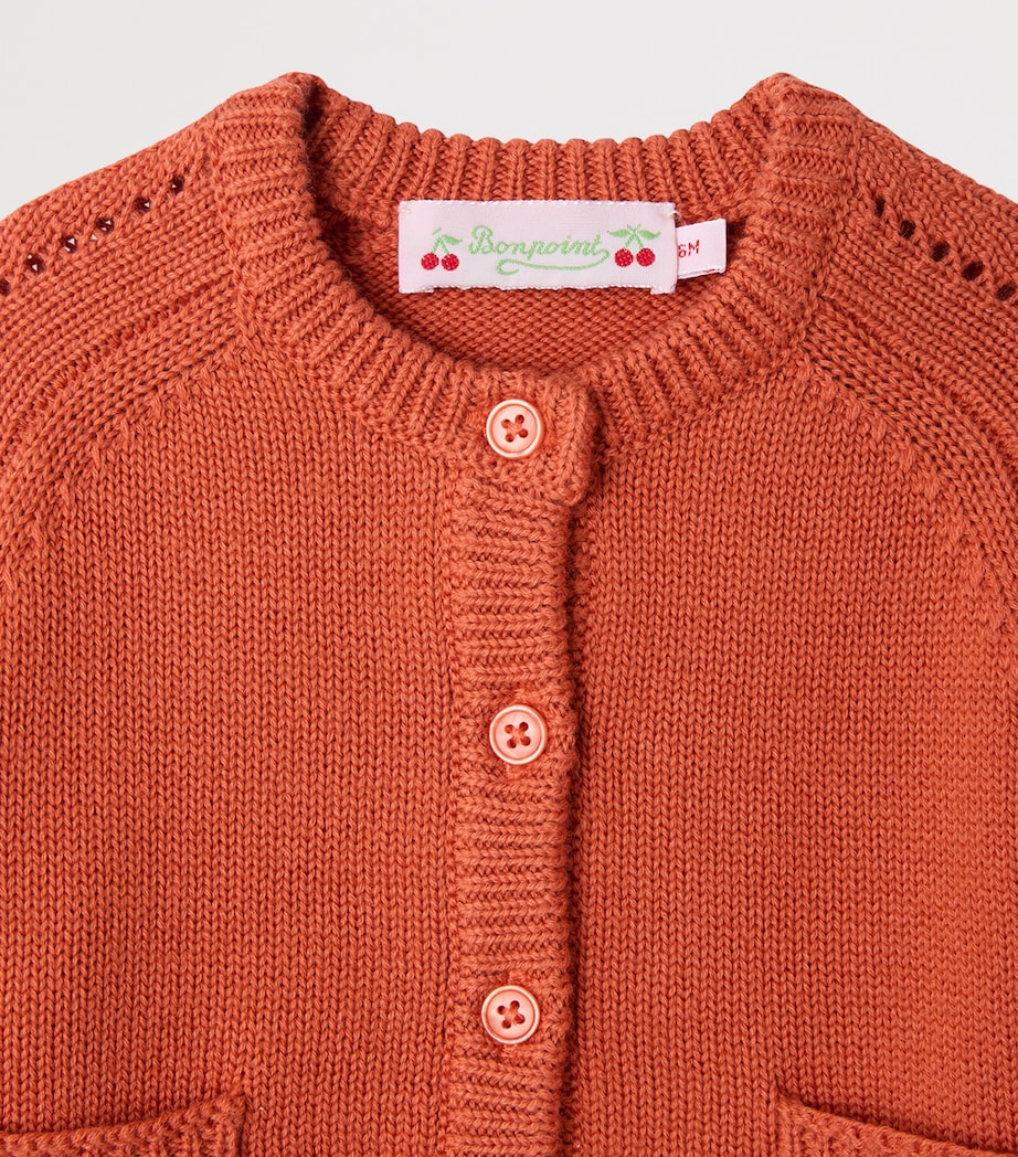 Bonpoint Wool-Cotton Elisea Cardigan (6-18 Months) Abricot Image 3