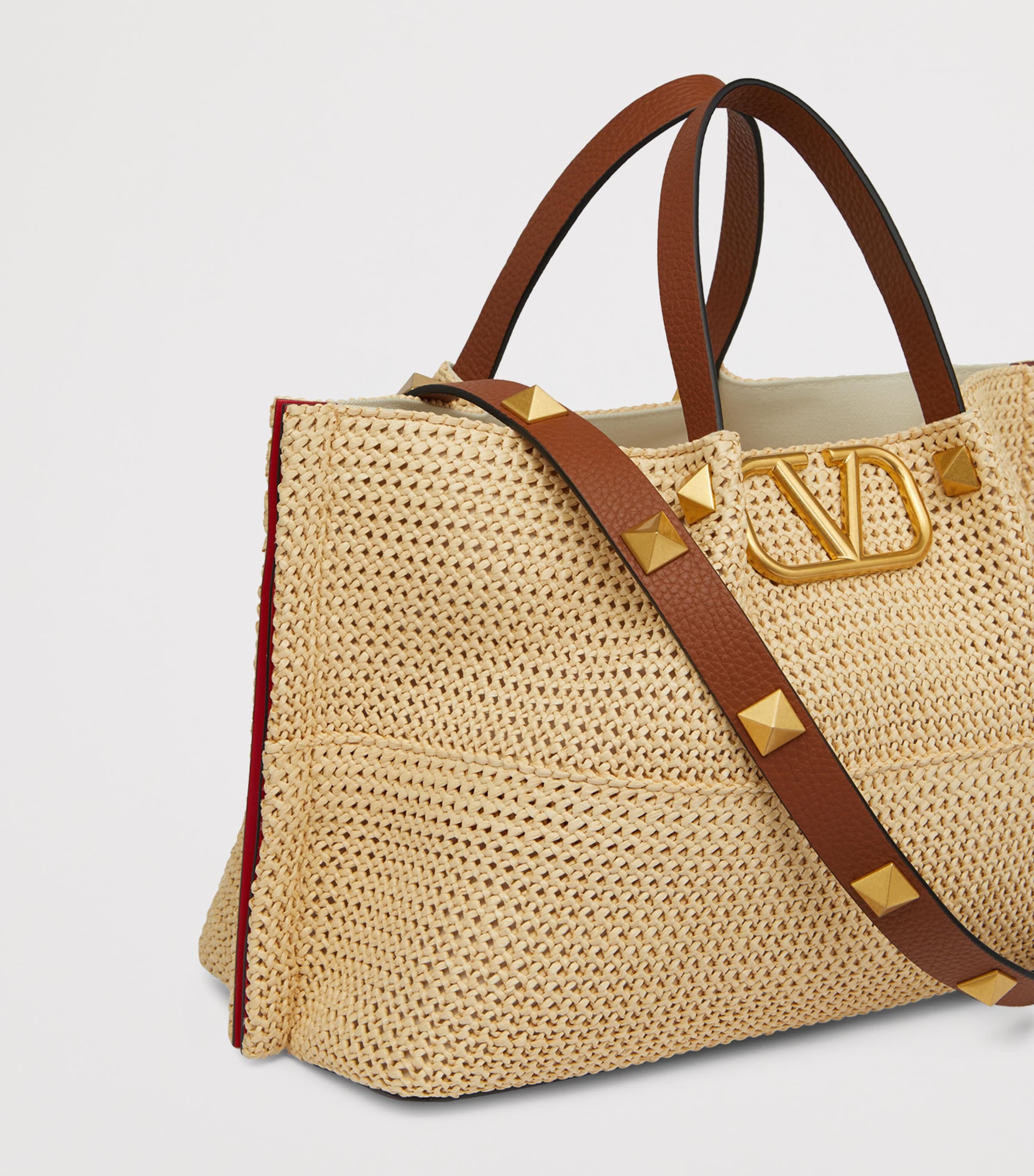 Valentino Garavani Medium Straw VLogo Signature Tote Bag