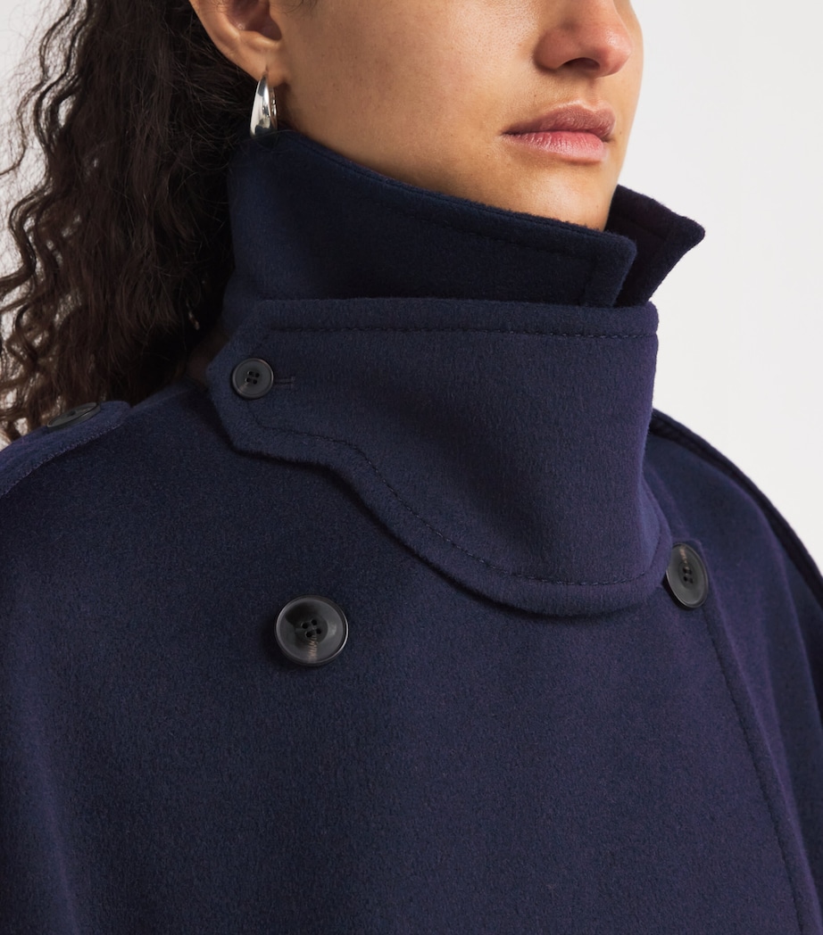 Virgin Wool Double-Breasted Coat NAVY Image 6