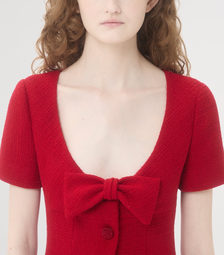 Virgin Wool Bow-Detail Mini Dress R9M Image 3
