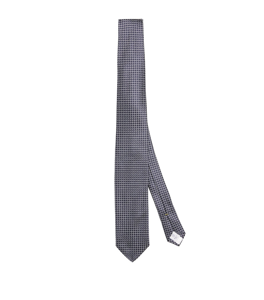 Silk Geometric Tie 28 NAVY BLUE Image 1