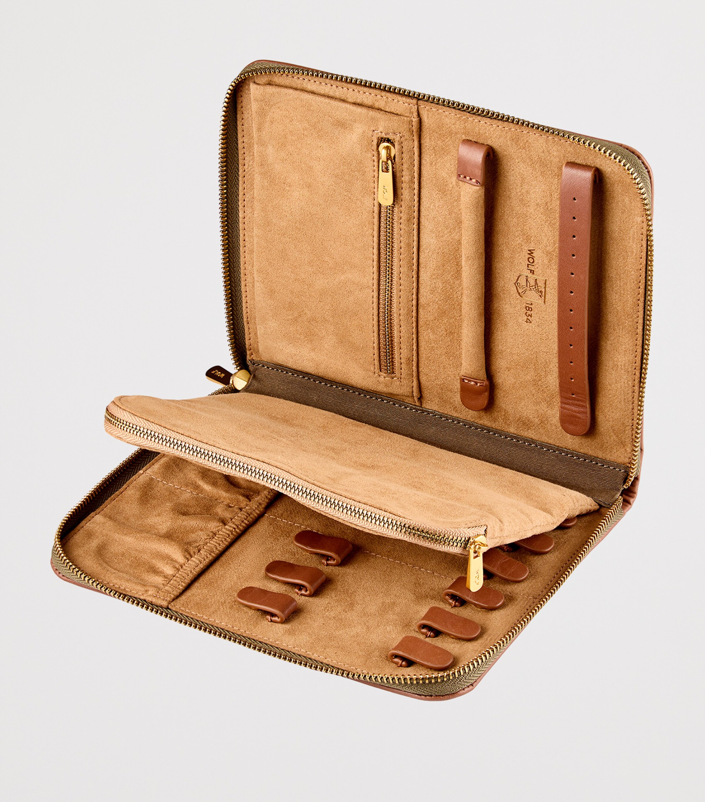 Ida Travel Zip Jewellery Portfolio Case KHAKI Image 3