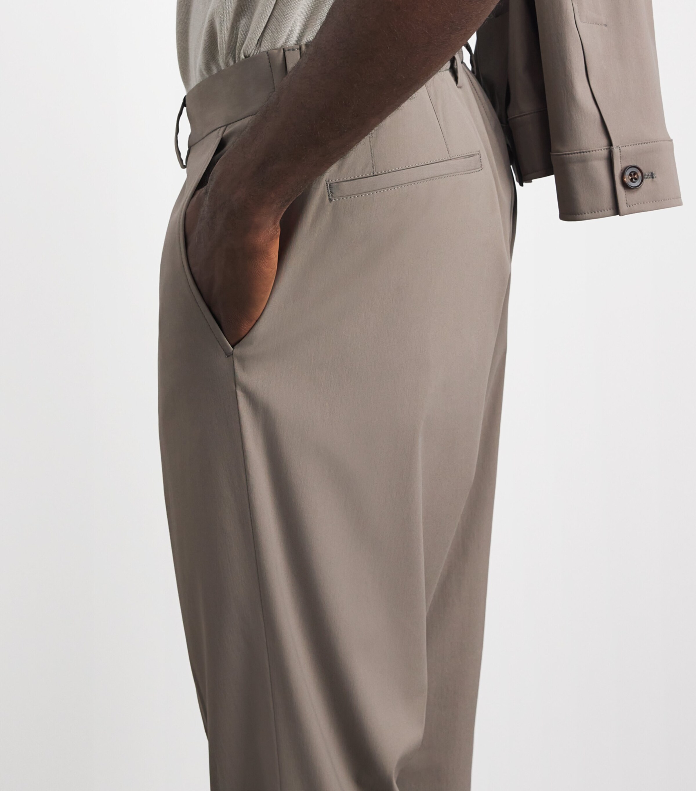 Corneliani Mens Techwool Straight Trousers Natural / Beige Image 3