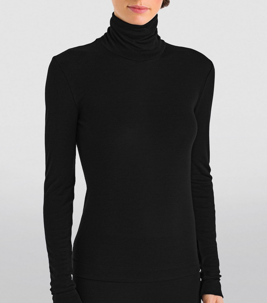 Silk-Cashmere Rollneck Top BLACK Image 4