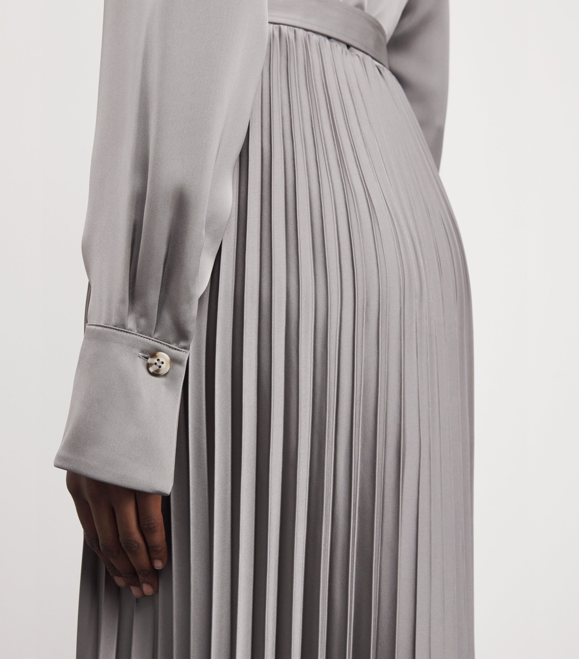 Pleated Shirt Maxi Dress GREY Image 4