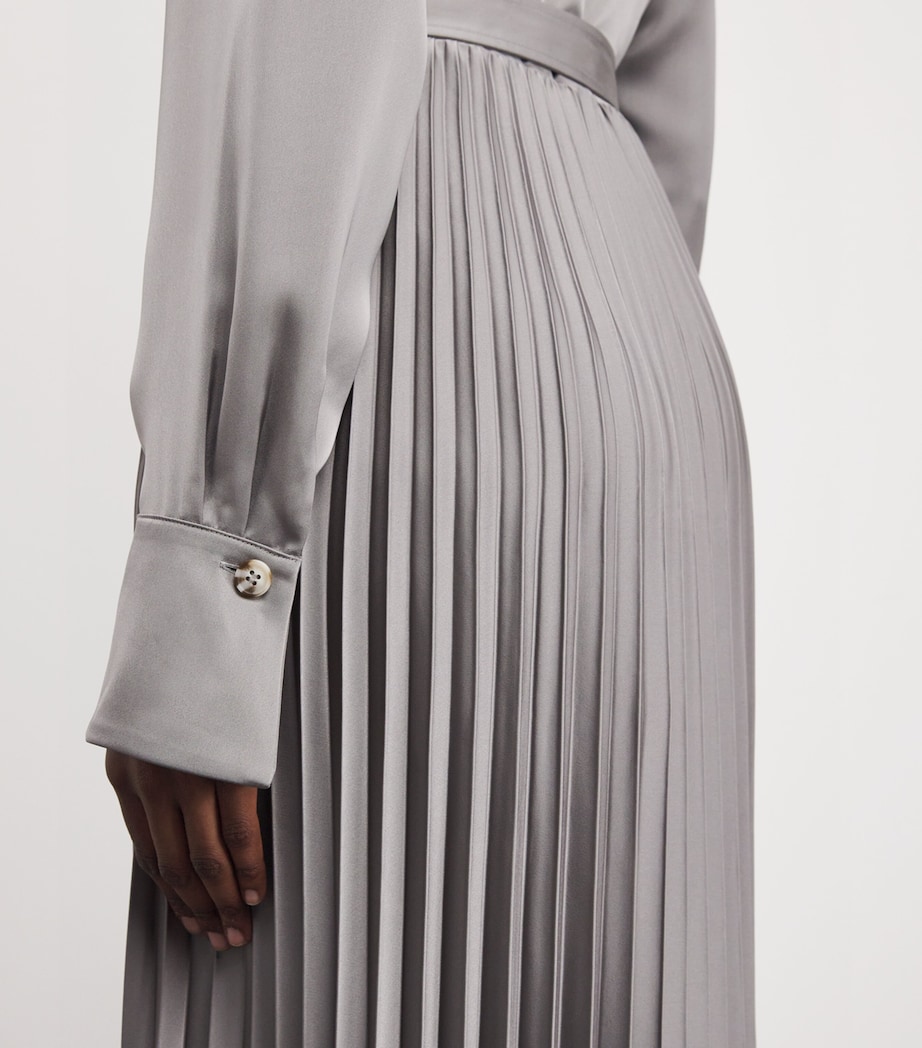 Pleated Shirt Maxi Dress GREY Image 4