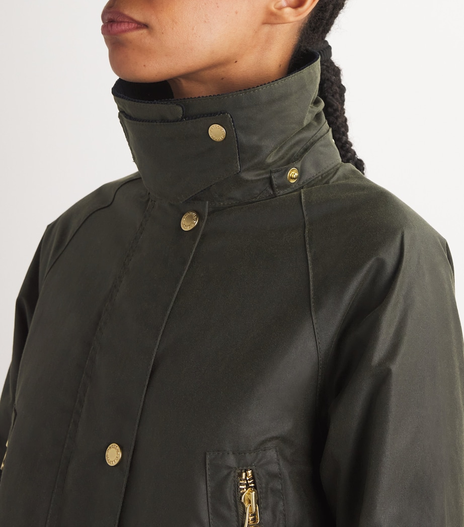 Barbour Womens Waxed Carolyn Jacket Archive Olive/tartan Image 6