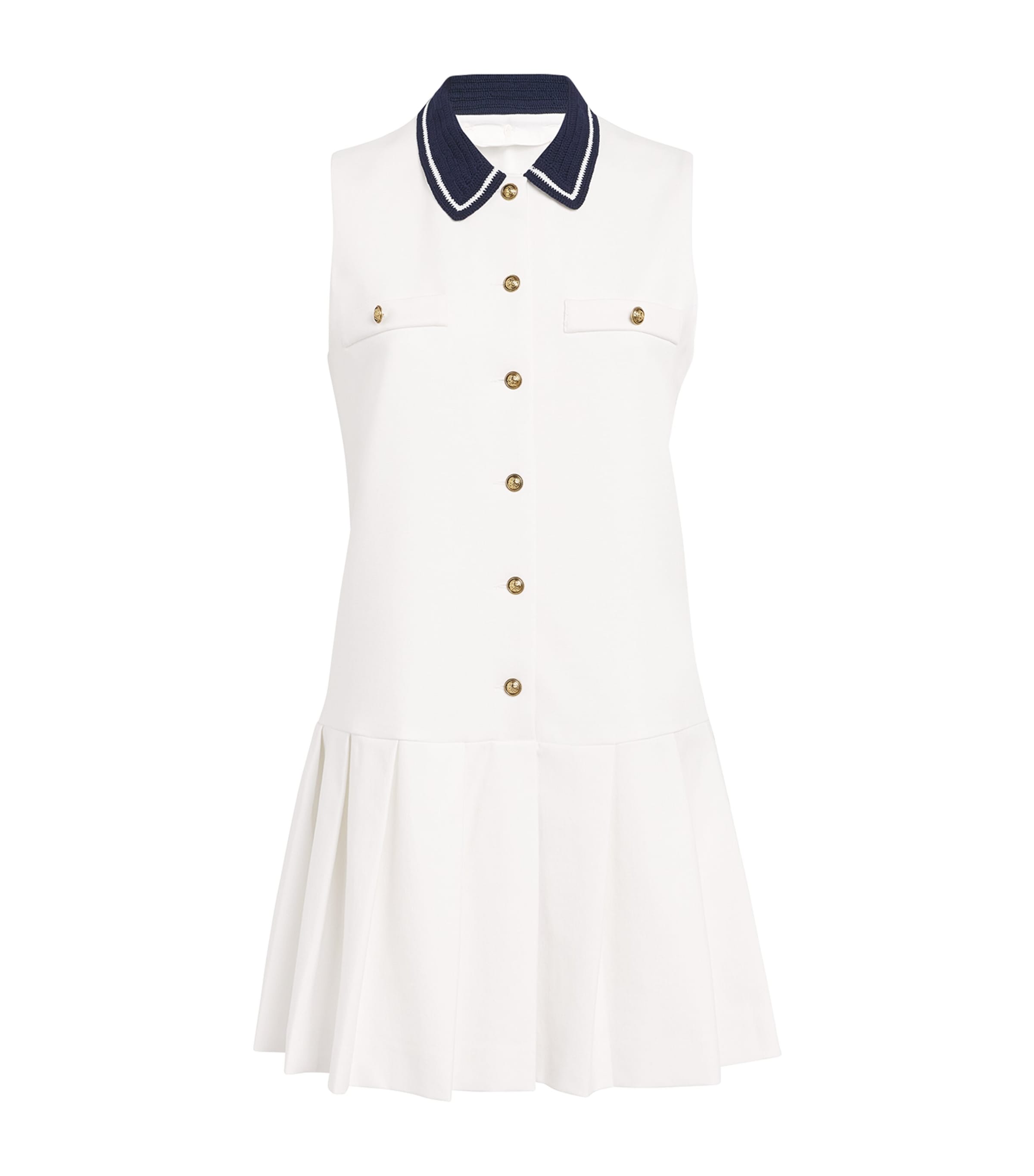 Sandro Short Dress With Contrasting Collar In Beige