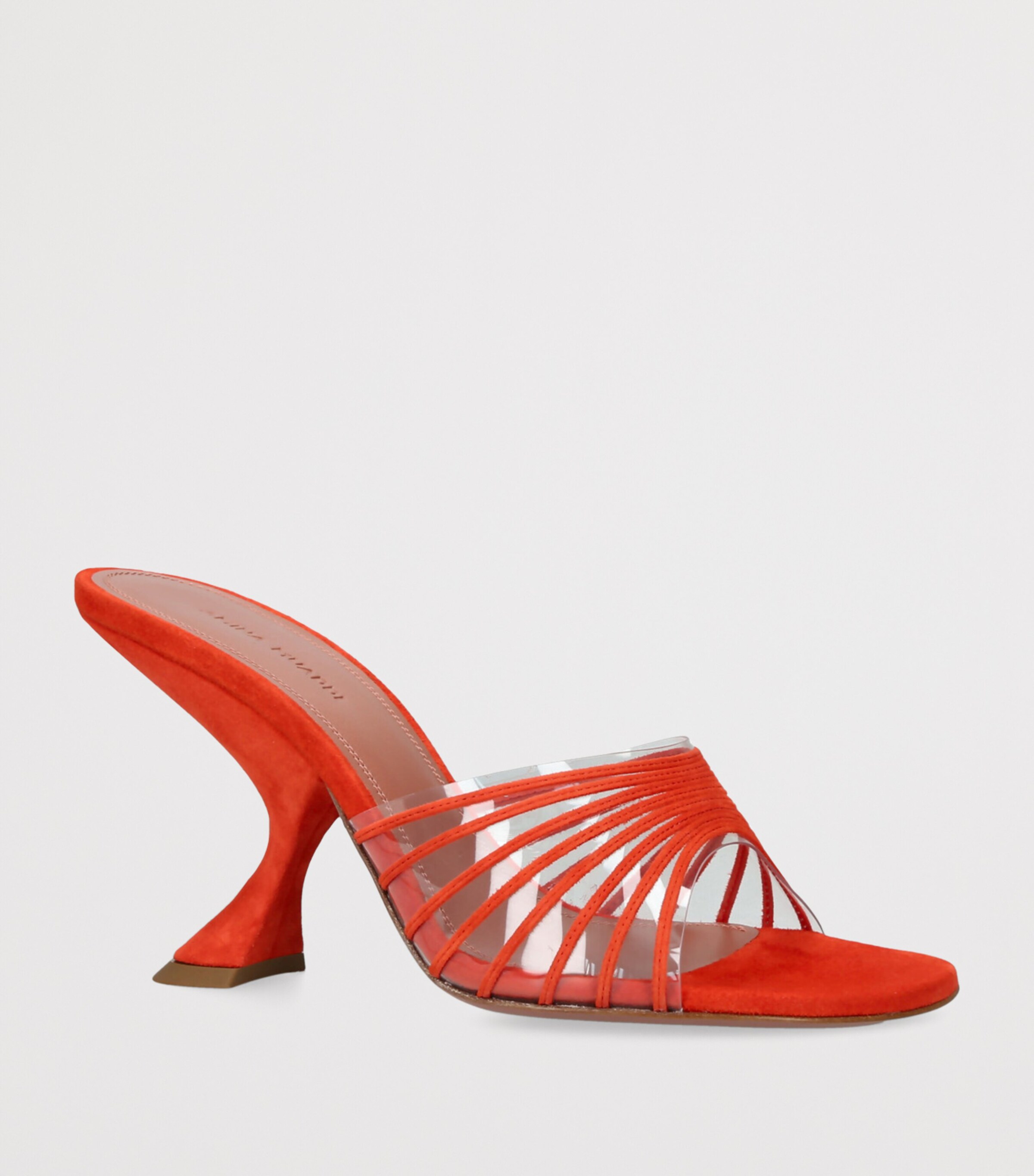 Amina Muaddi Suede Mookie Heeled Mules 90 Orange Image 3