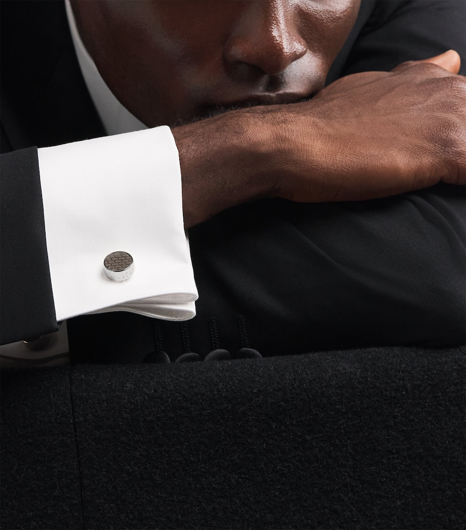 Rhodium-Plated Brick Cufflinks BLACK Image 5